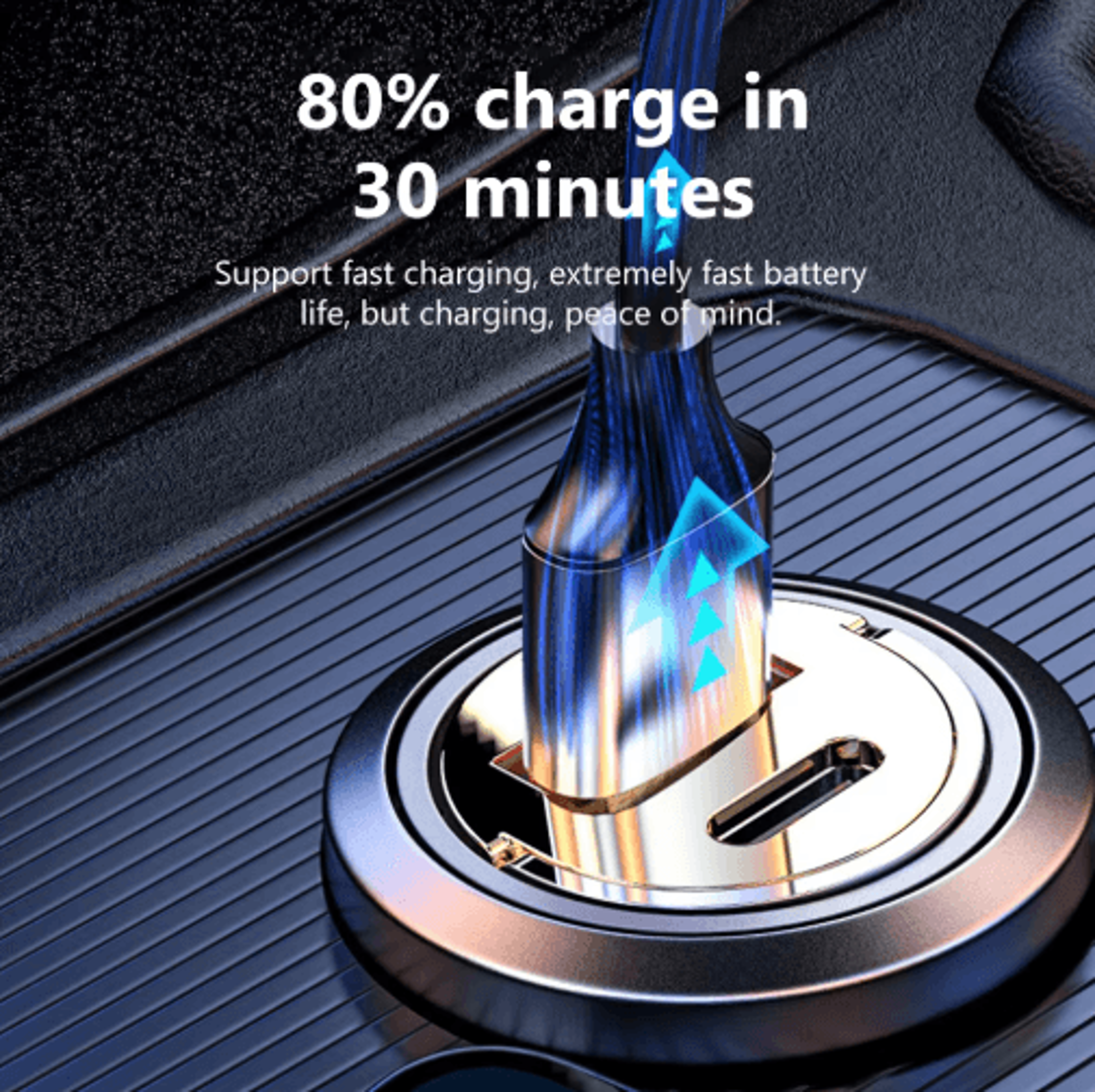 Elough 120W Transparent Car Charger QC30 USB Type C Quick Charge Adapter 7