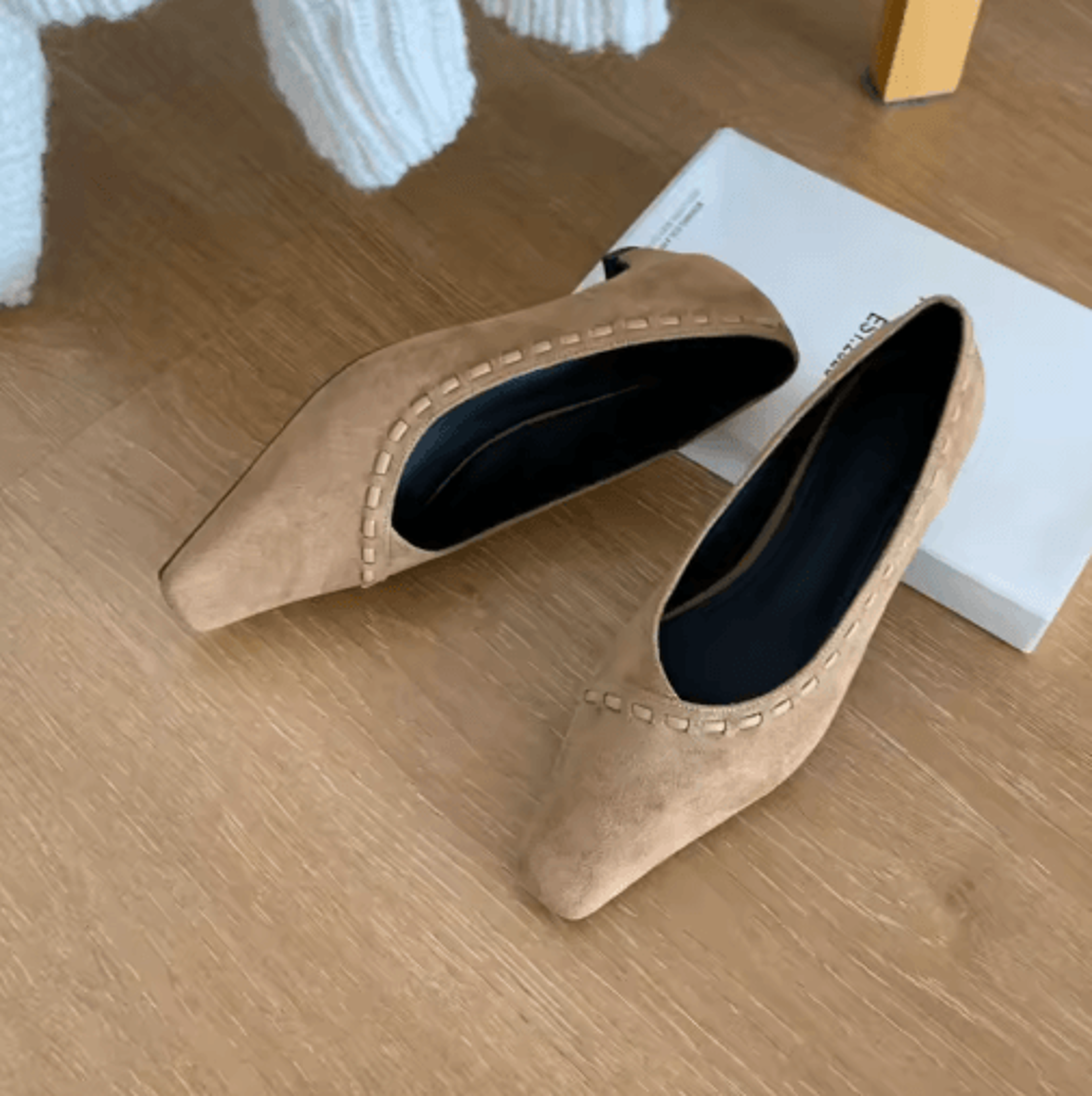 SUOJIALUN Women Square Toe Pumps  Elegant Low Heel SlipOn Office Shoes 3