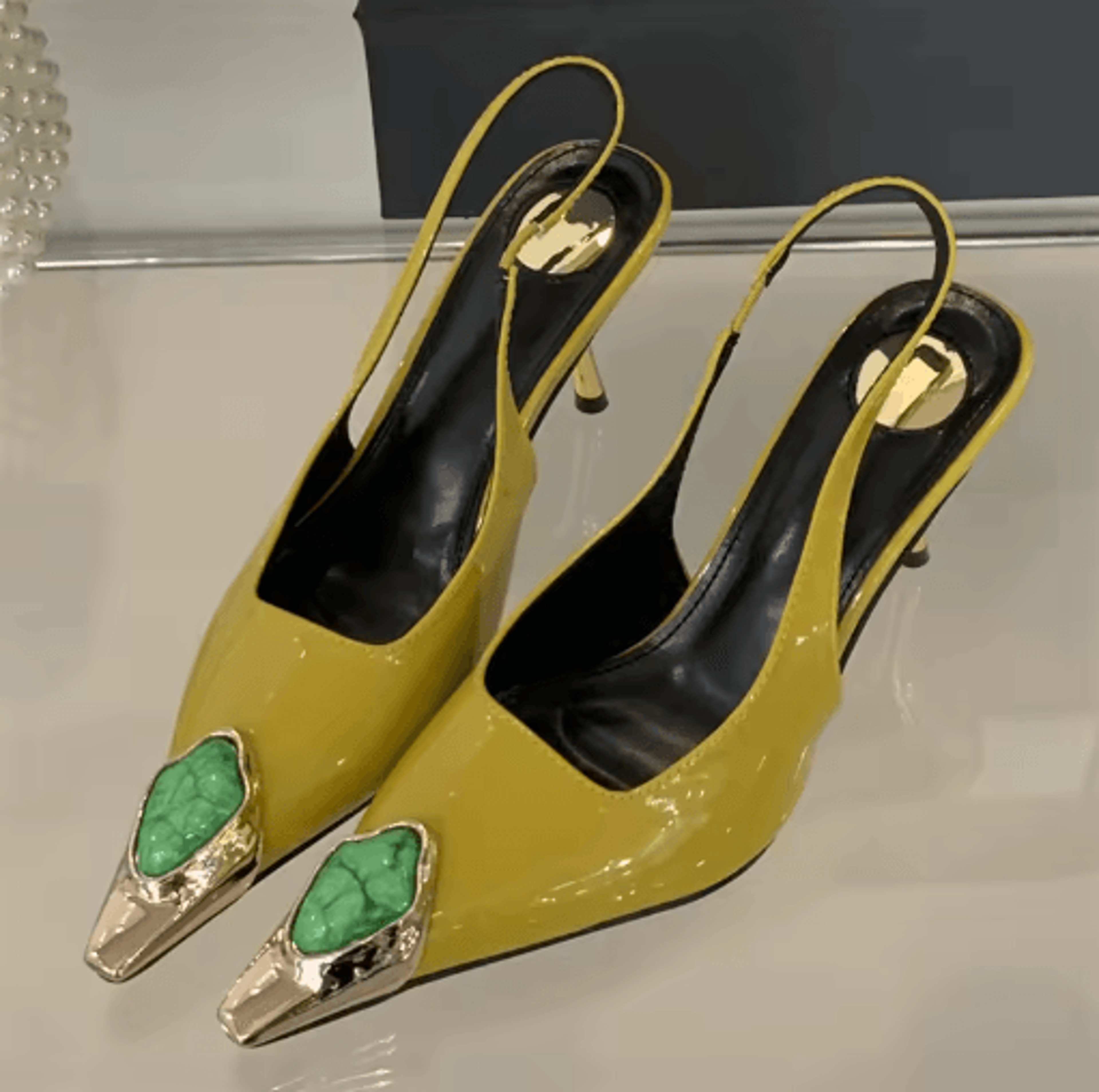 Eilyken Rhinestone Pointed Toe Slingback Pumps Elegant Thin Heel Banquet And Prom Heels 2