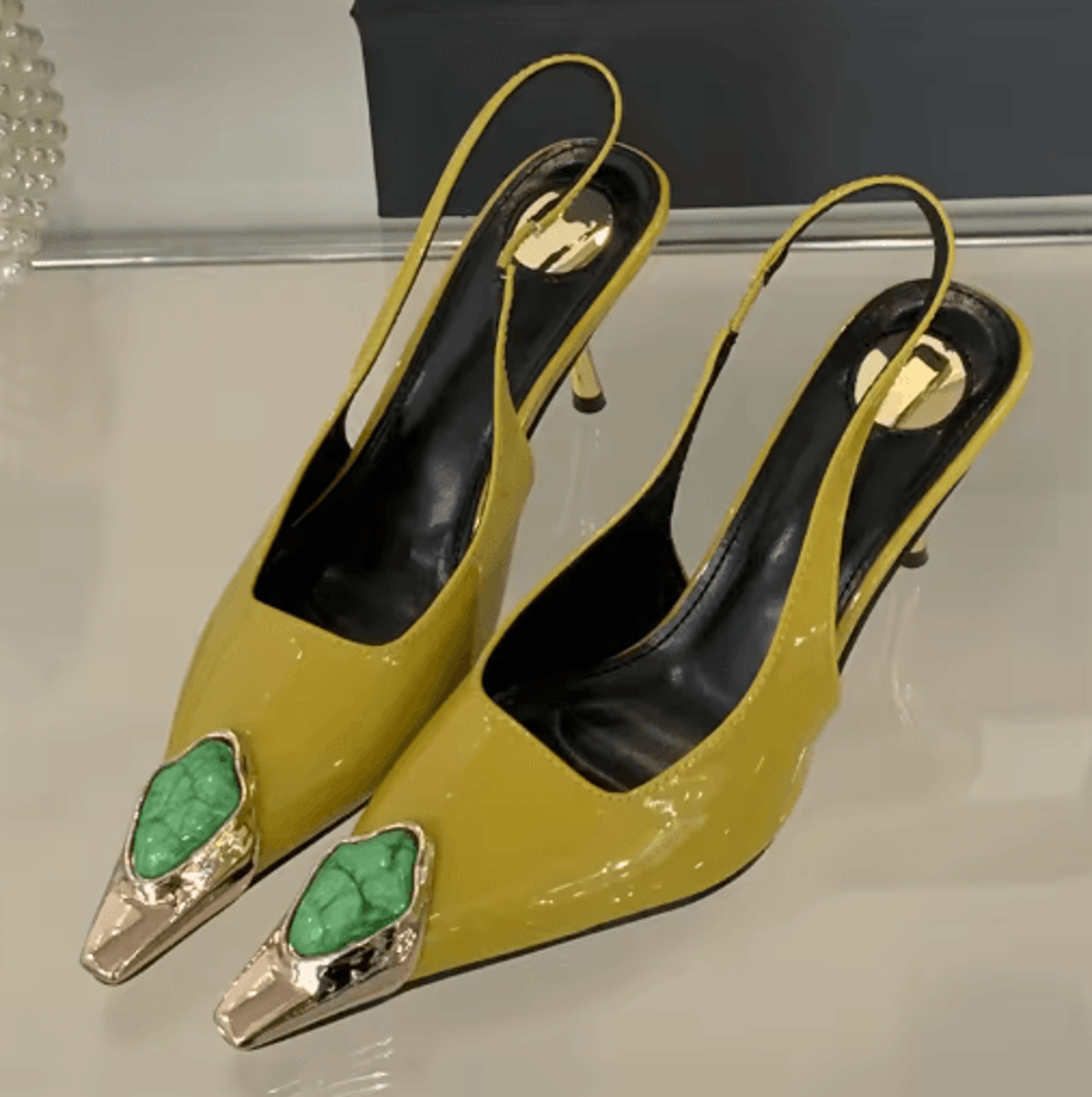 Eilyken Rhinestone Pointed Toe Slingback Pumps Elegant Thin Heel Banquet And Prom Heels 10