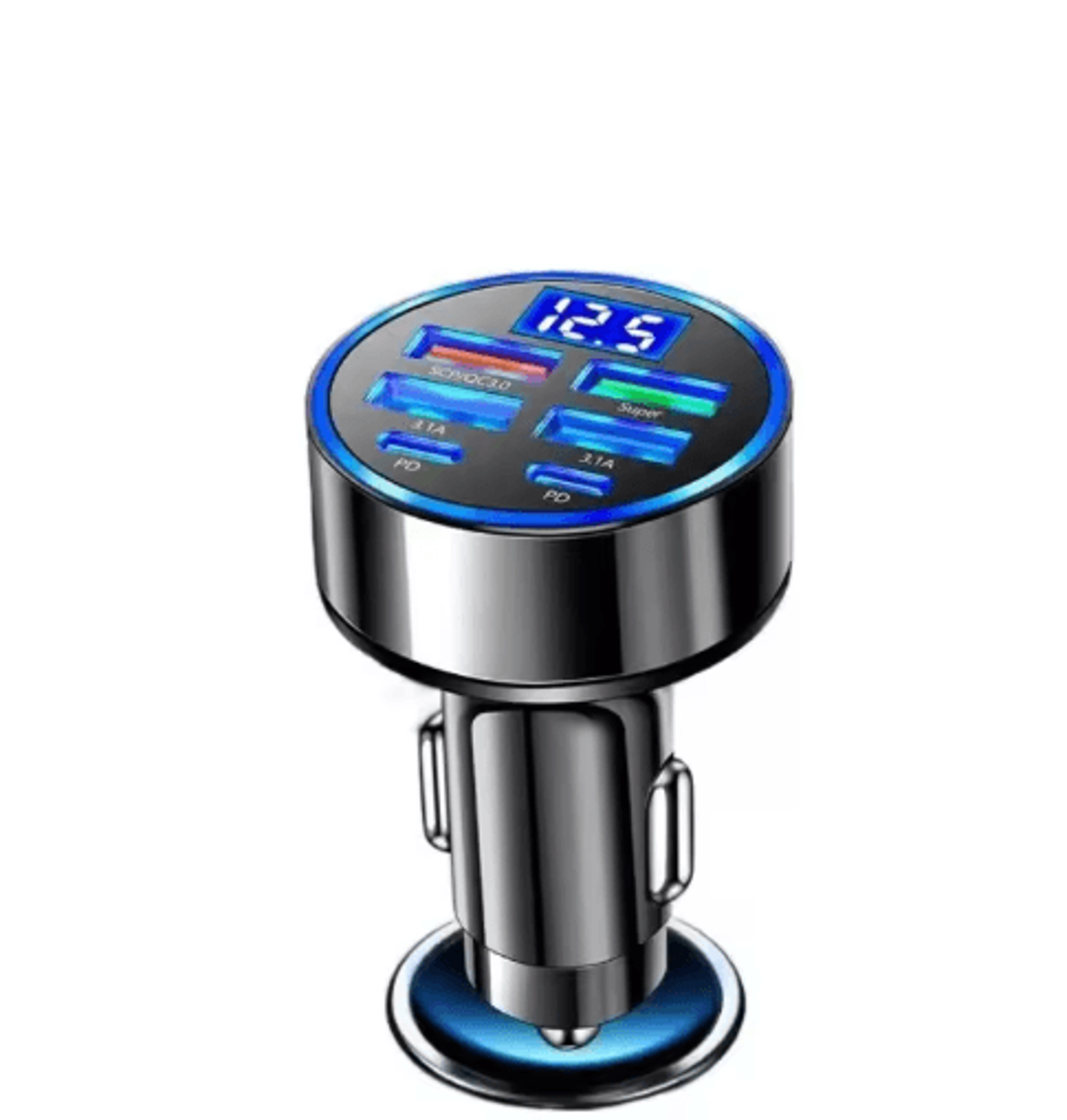 UYUXIO 6in1 USBC Car Charger With Voltage Display  Super Fast PD Charging Adapter 1