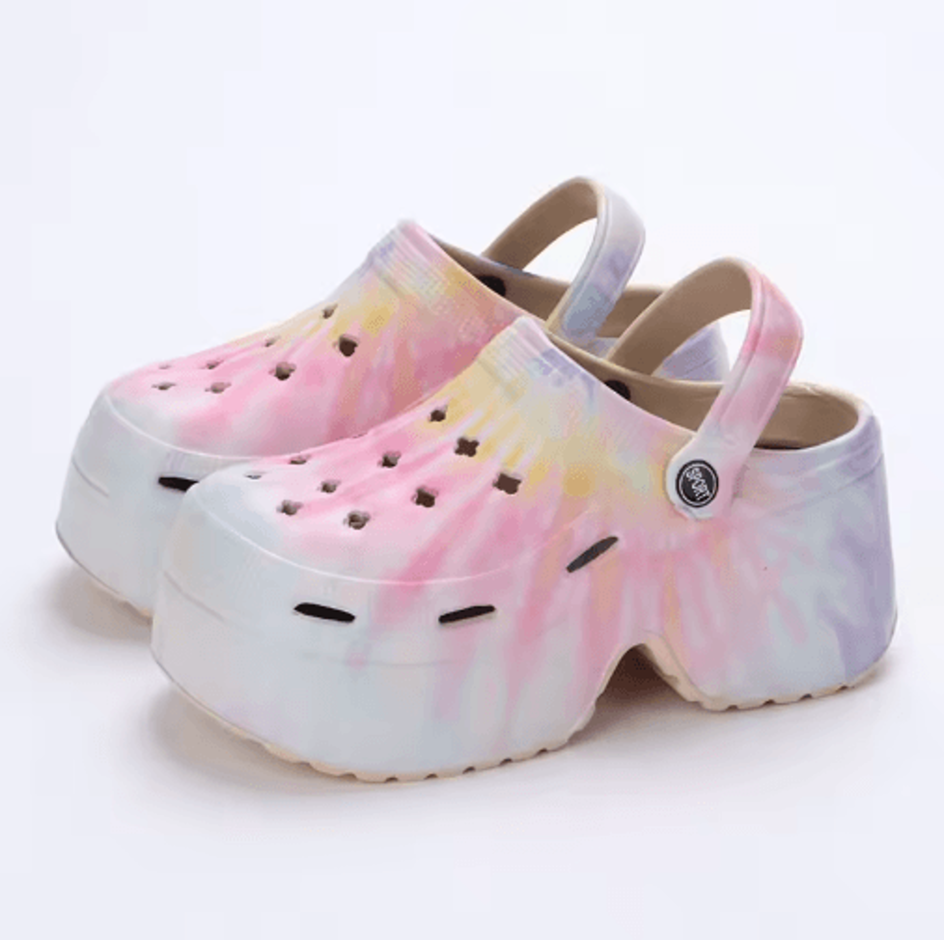 Leopard Chunky Platform Clogs Closed Toe Thick Bottom Wedge Sandals 9