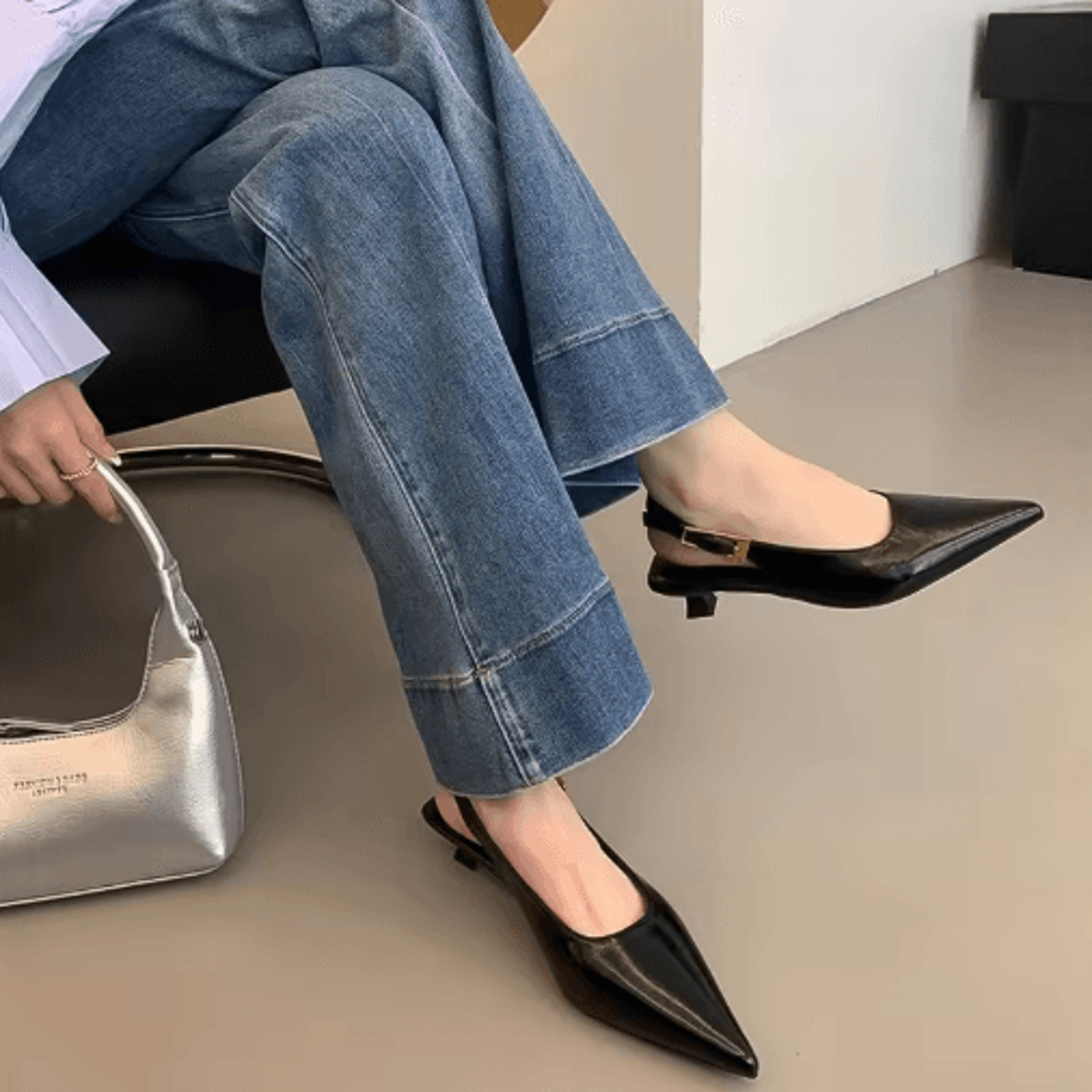 Summer Pointed Toe Slingback Mules  Elegant Low Heel Party Sandals 5