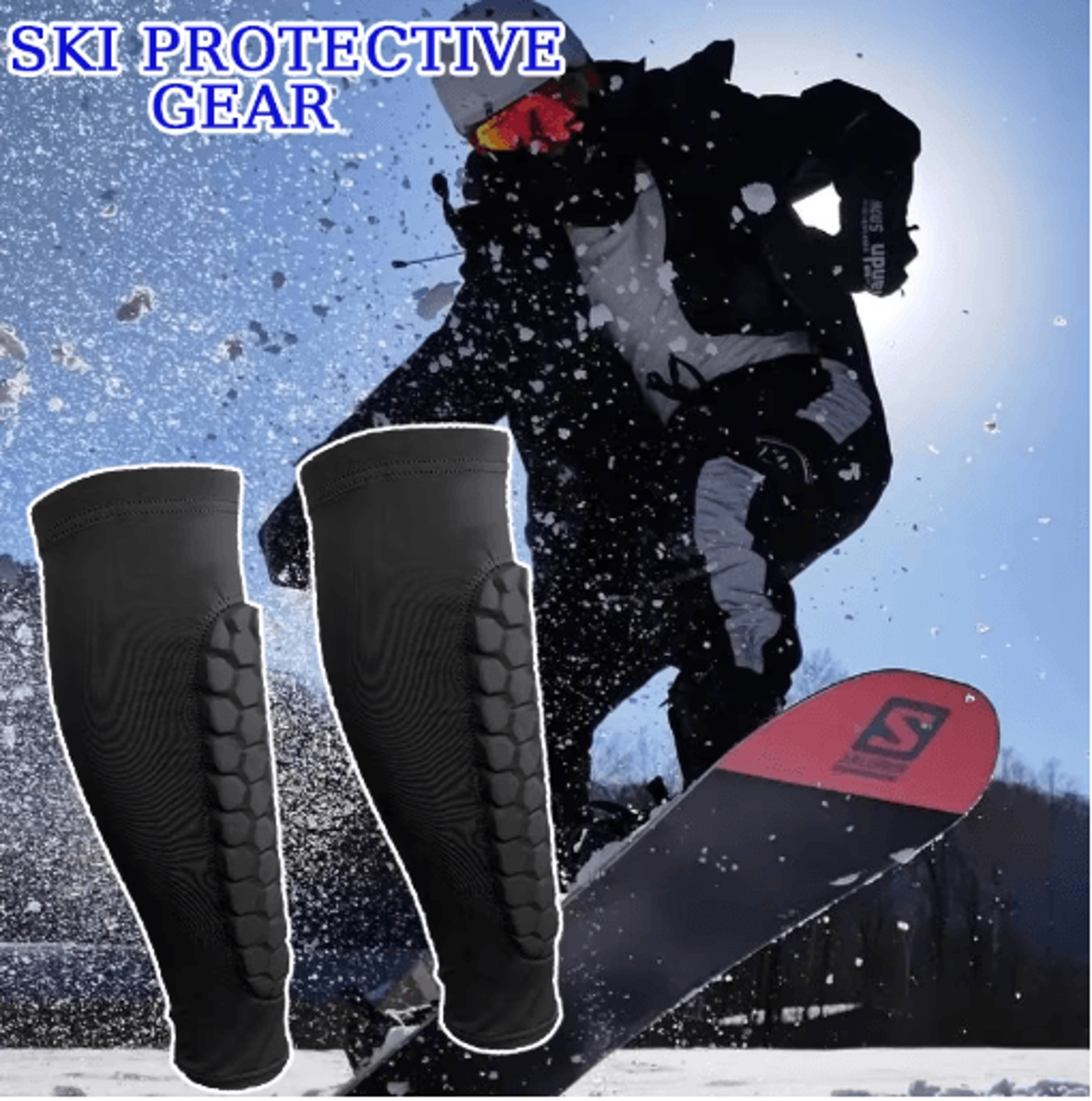 EVA Padded Ski Shin Guard Sleeves Impact Absorbing Calf  Boot Bite Protector Pair 6