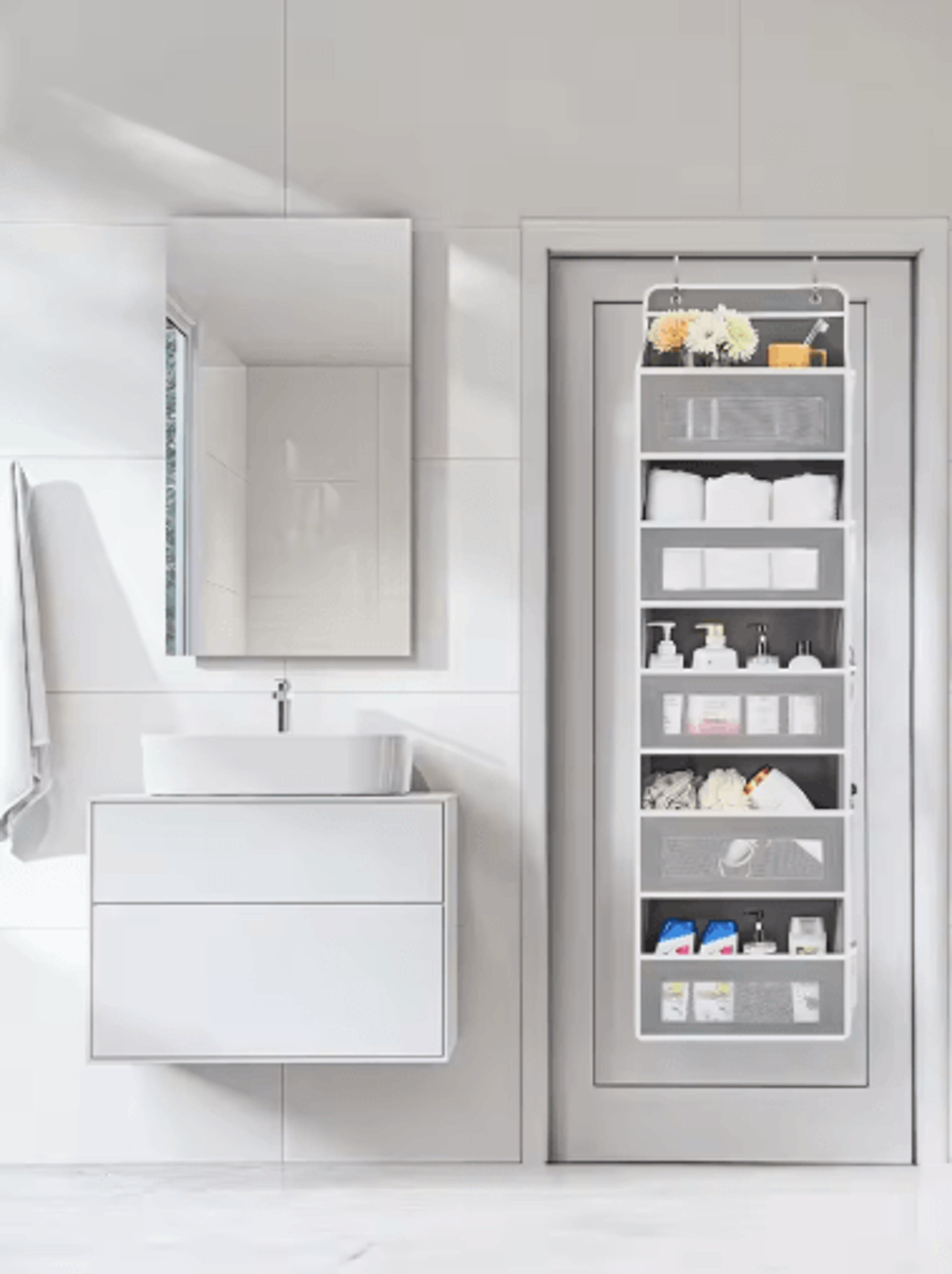 5 Shelf Over The Door Organizer Large Capacity Hanging Door Storage Organizer For Bedroom And Bathr 9