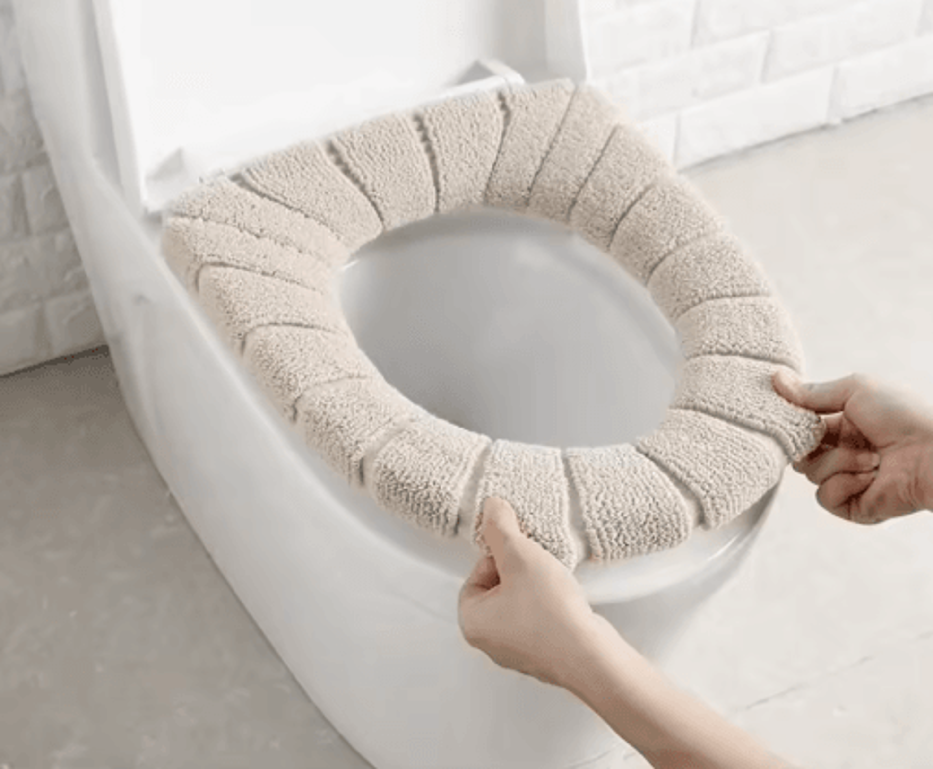 Plush Toilet Seat Cover  Warm Soft Acrylic Toilet Mat Washable Bathroom Lid Cover 5