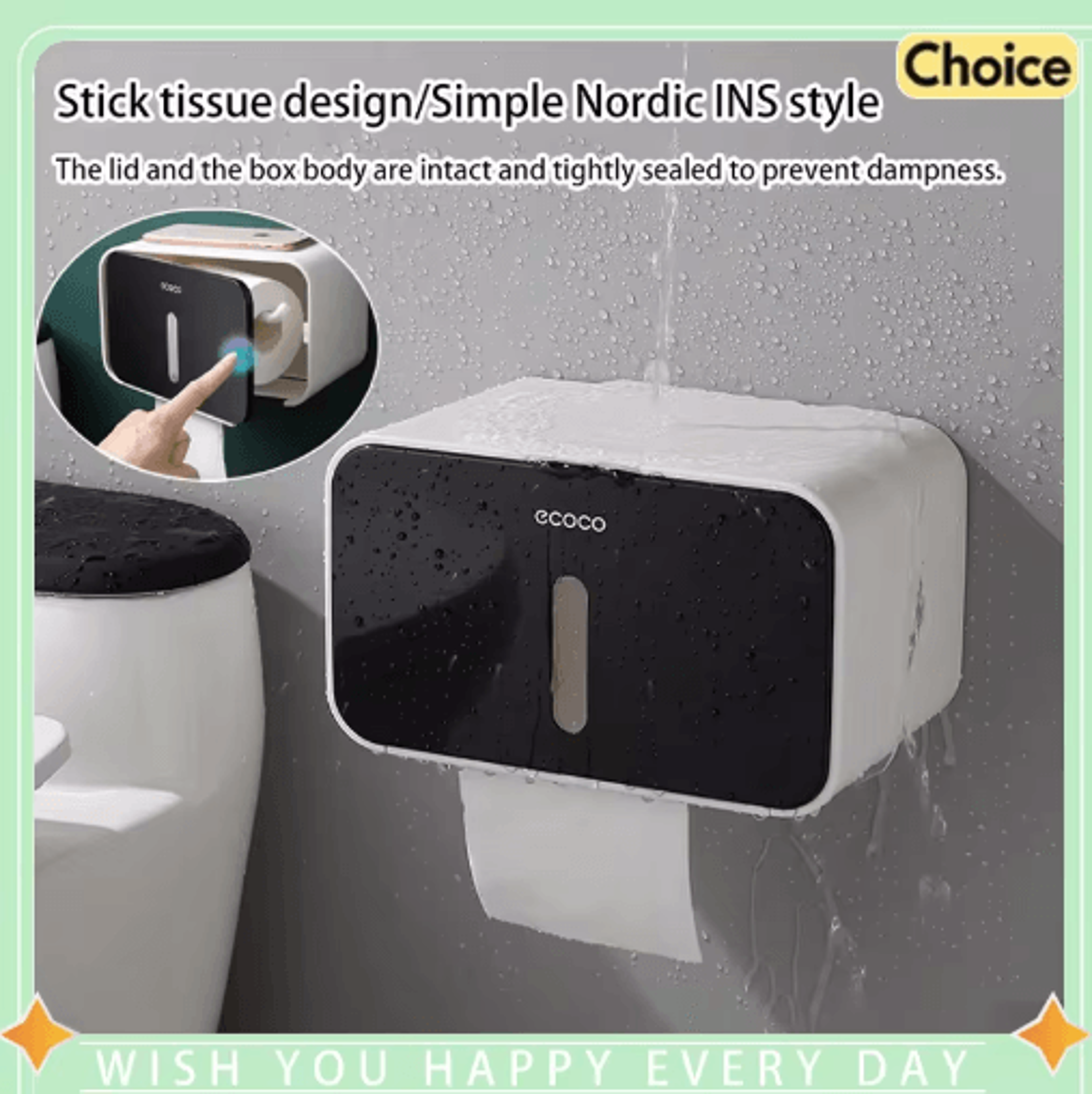 No Drill Toilet Paper Holder  Waterproof Wall Mounted Tissue Organizer For Bathroom  RV 0