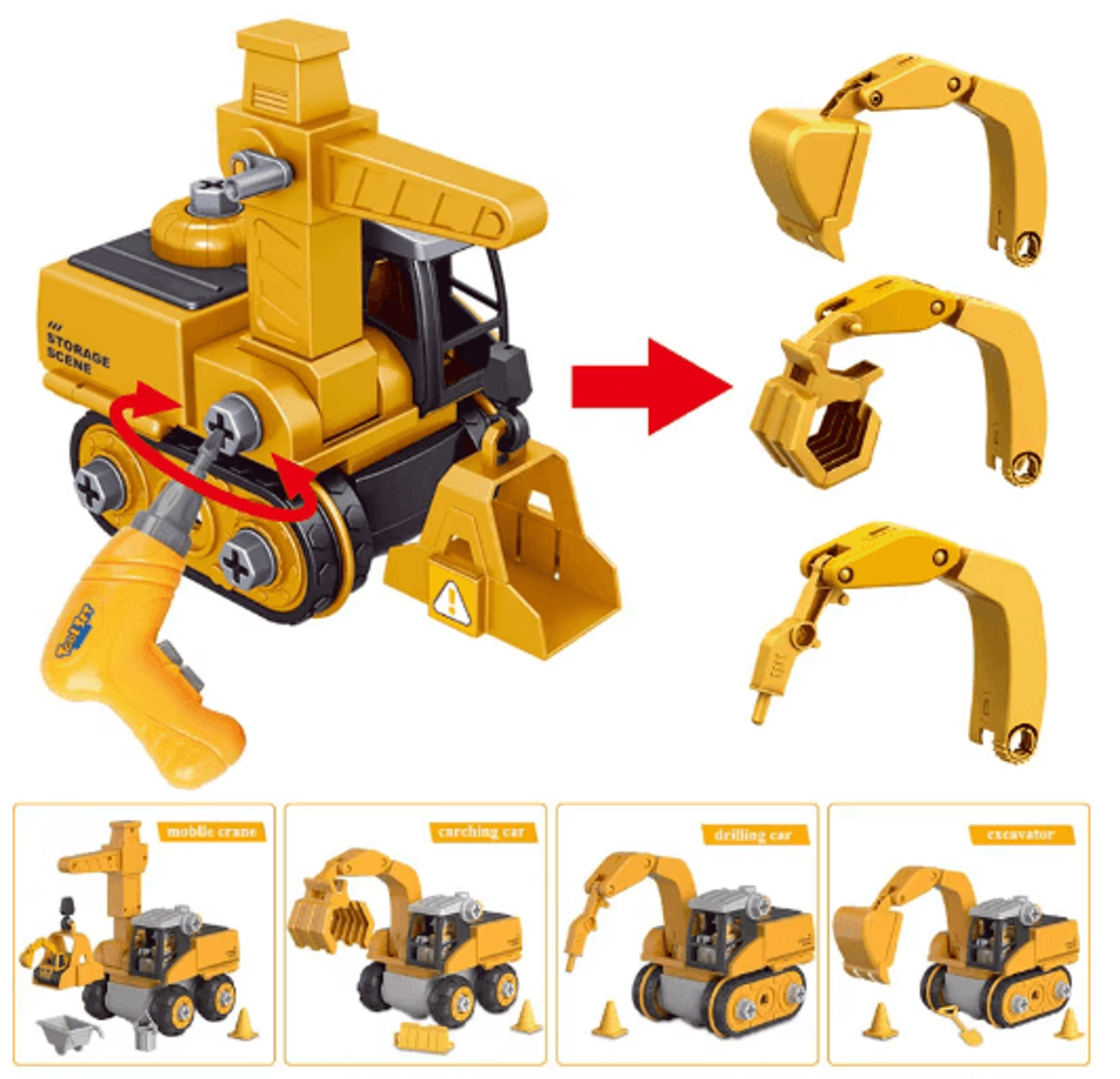 Kids Engineering Tool Set With Electric Drill  Educational Build Your Own Vehicle Kit 5