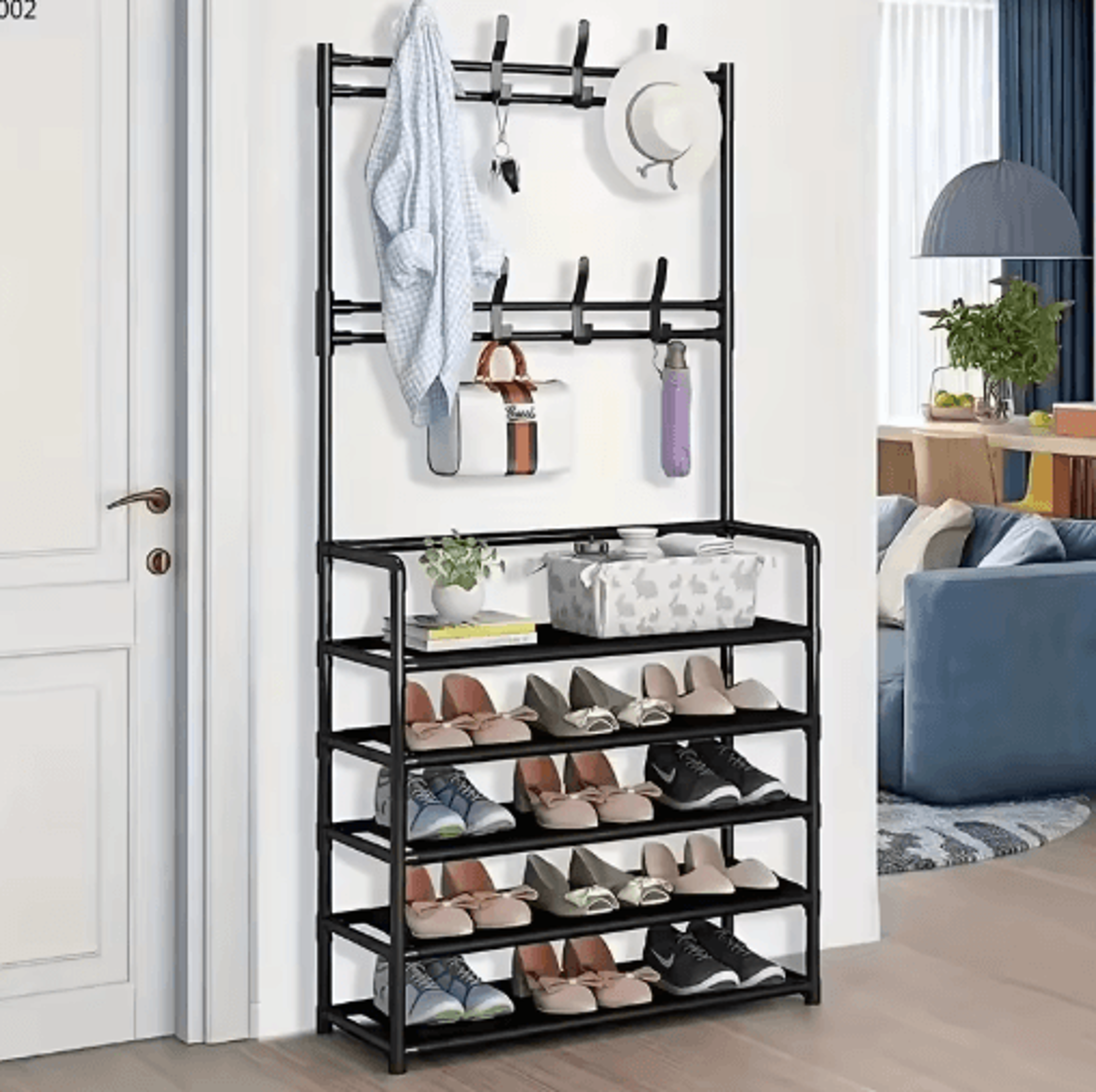 AllinOne Entryway Coat Rack With Shoe Storage  Freestanding Hall Tree Organizer For Shoes Jackets   4