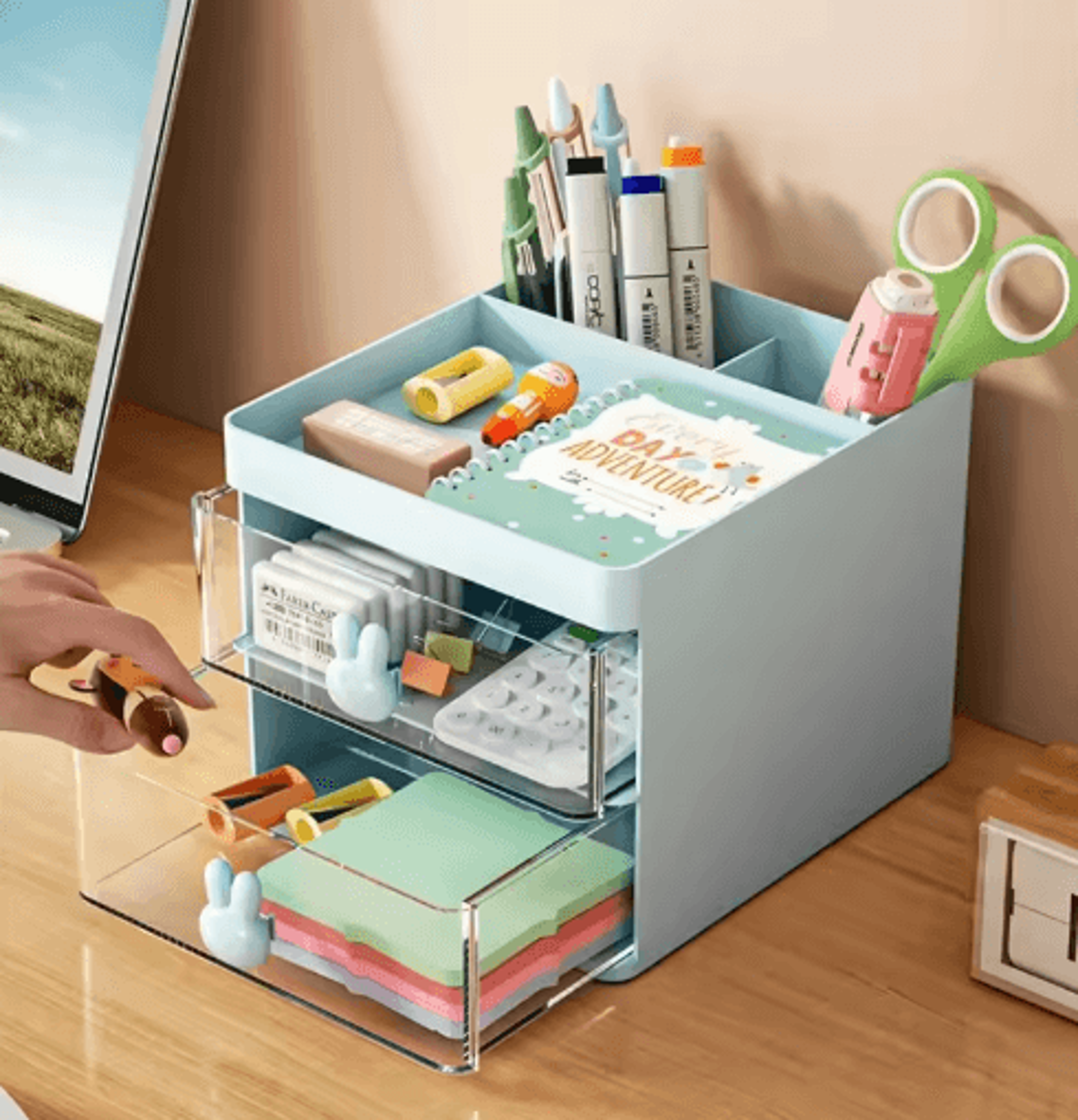 Compact Drawer Desktop Organizer  MultiCompartment Desk Storage Box For Cards Phones  Cosmetics 7