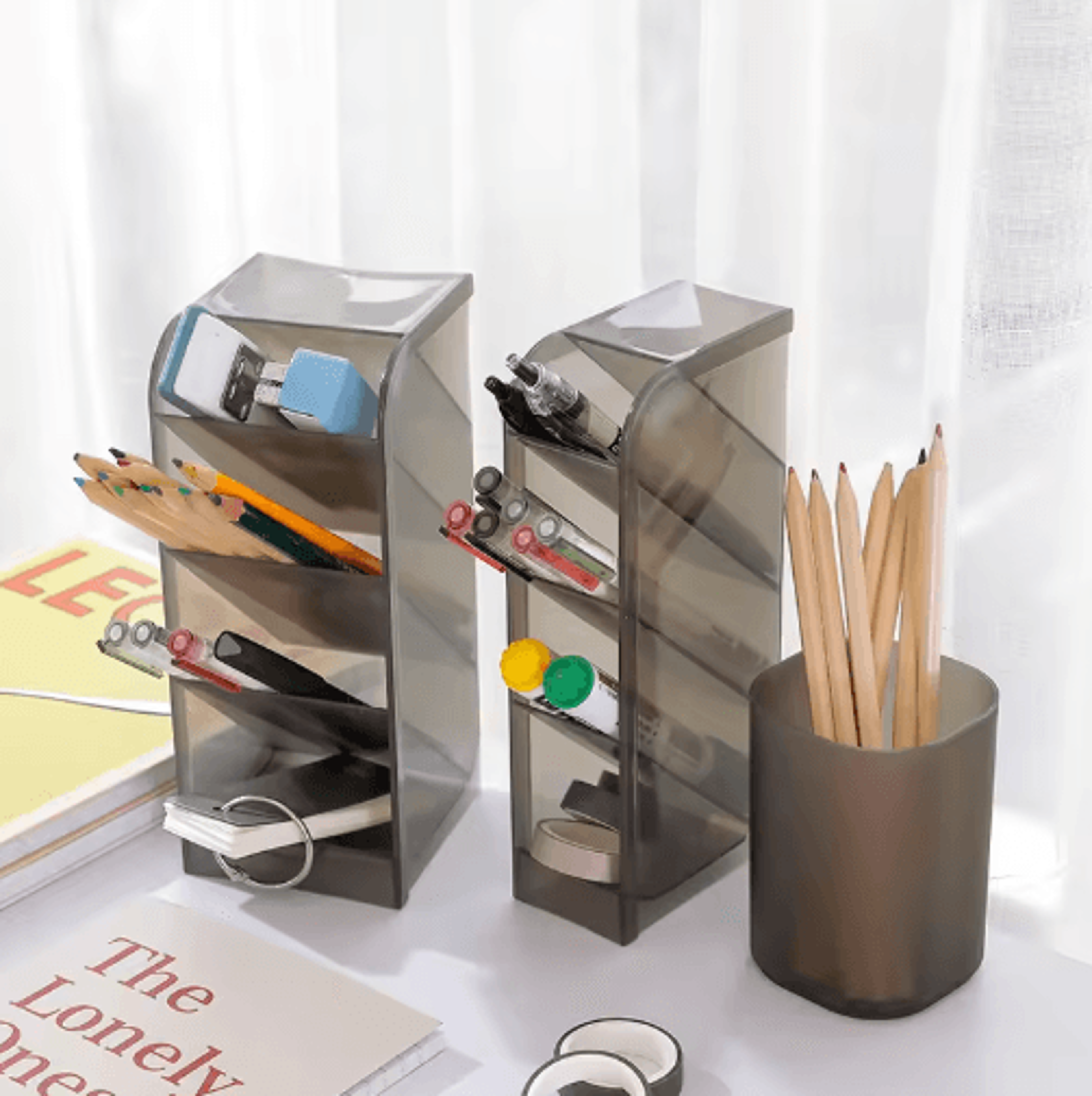 Matte Kawaii Large Capacity Desk Pen Holder Organizer 8