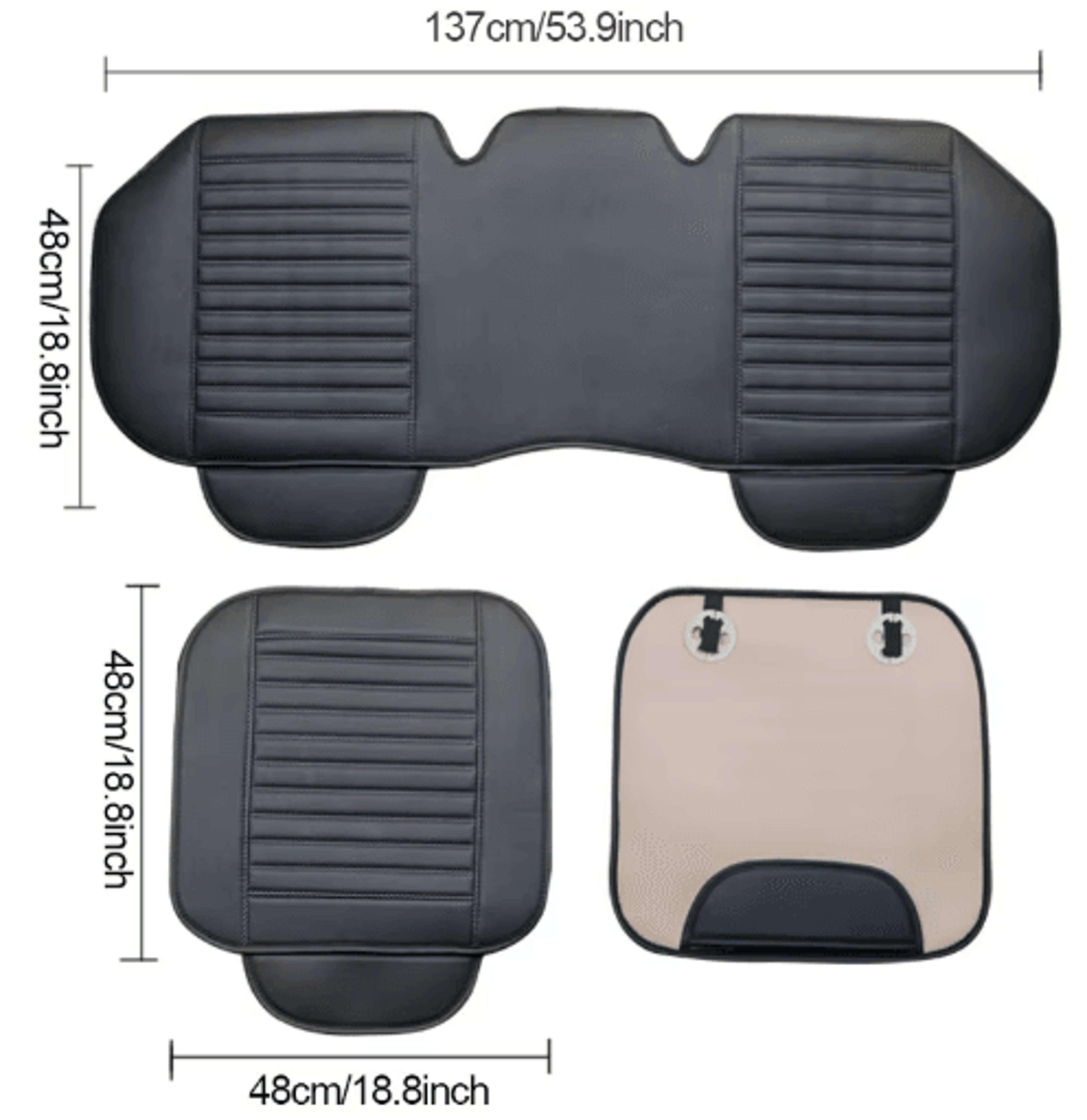 SEAMETAL PU Leather Universal Car Seat Cushion Protector 9