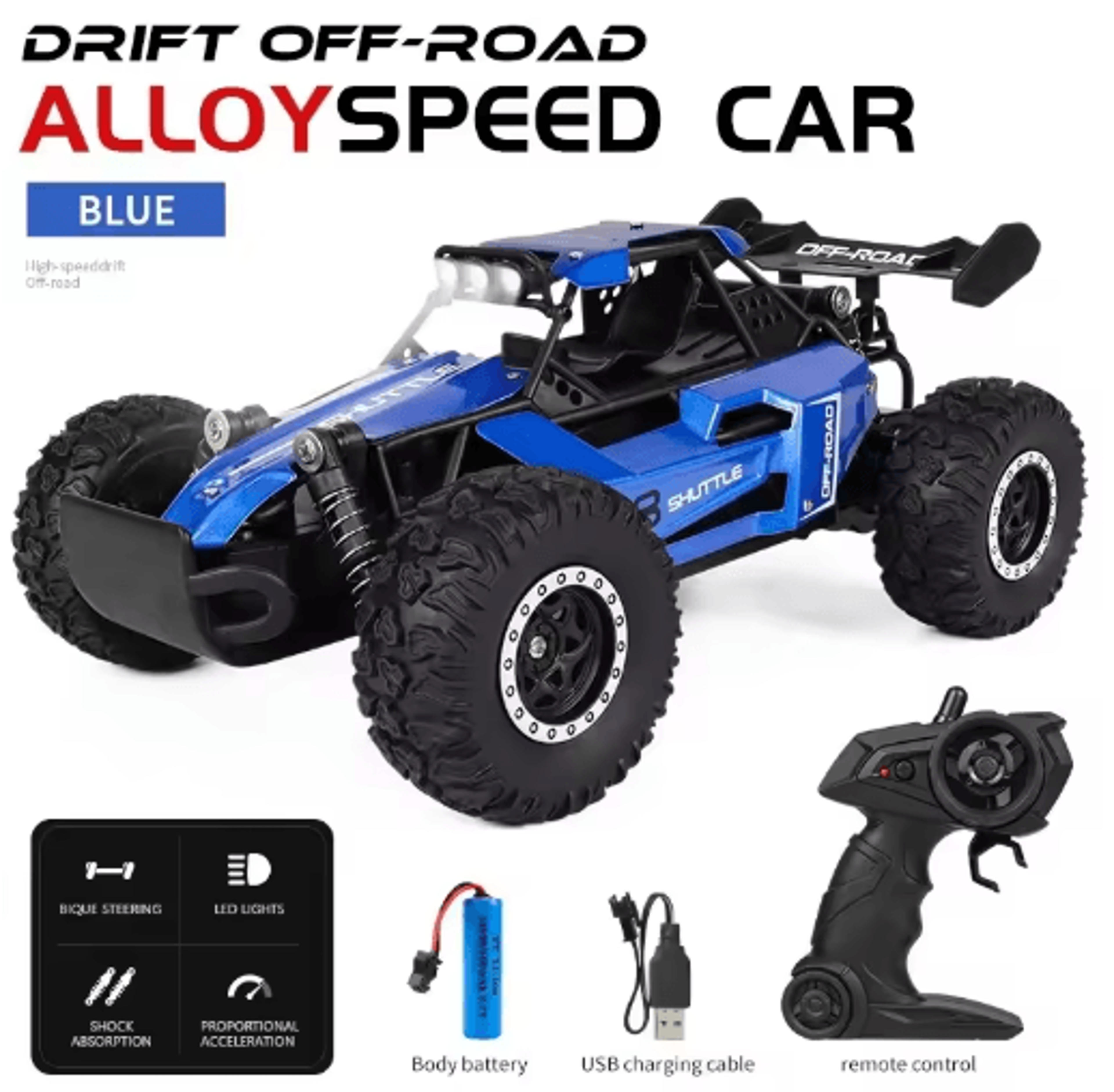 116 High Speed Off Road RC Car With LED Lights And 24GHz Control 16