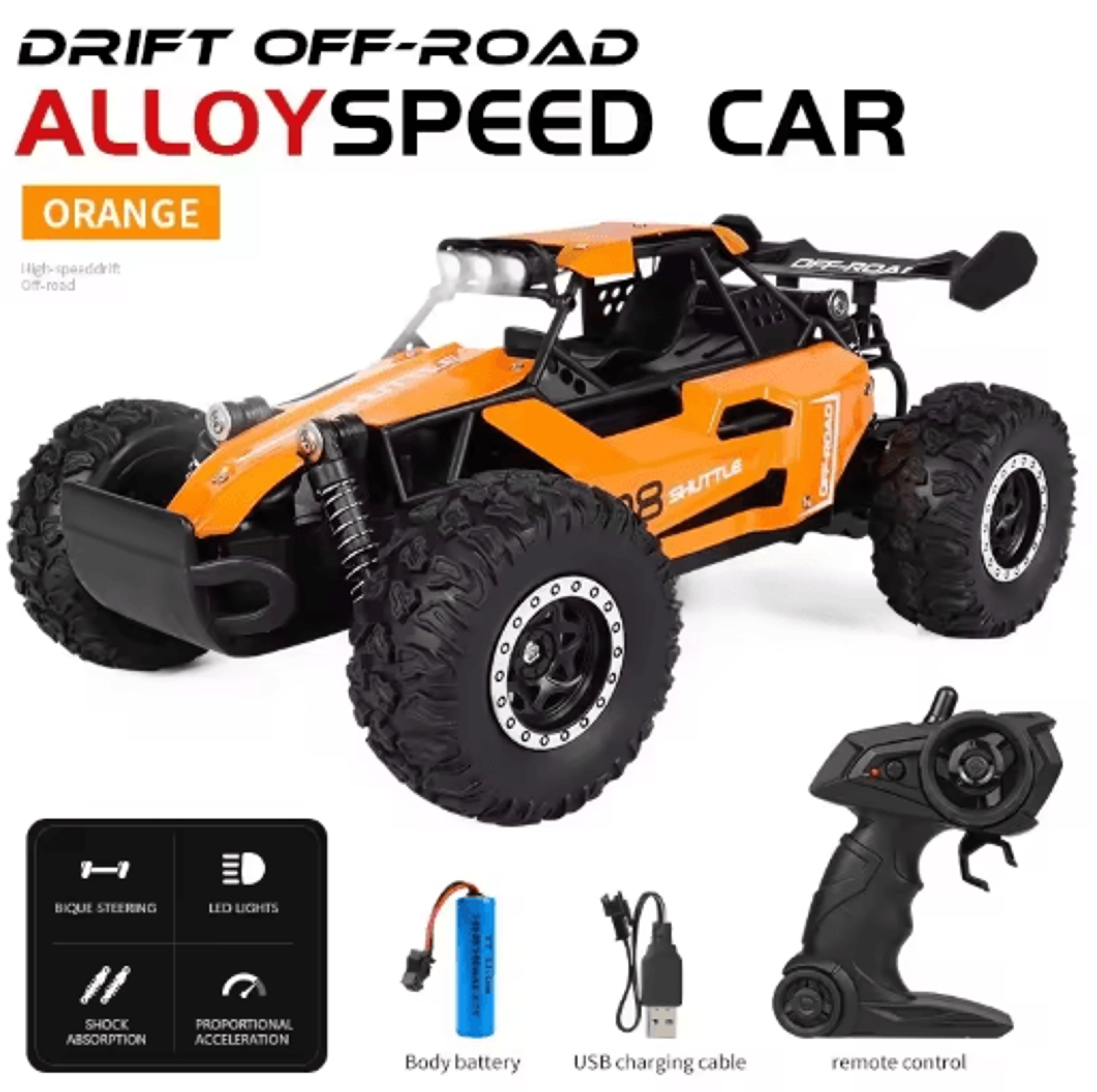 116 High Speed Off Road RC Car With LED Lights And 24GHz Control 4