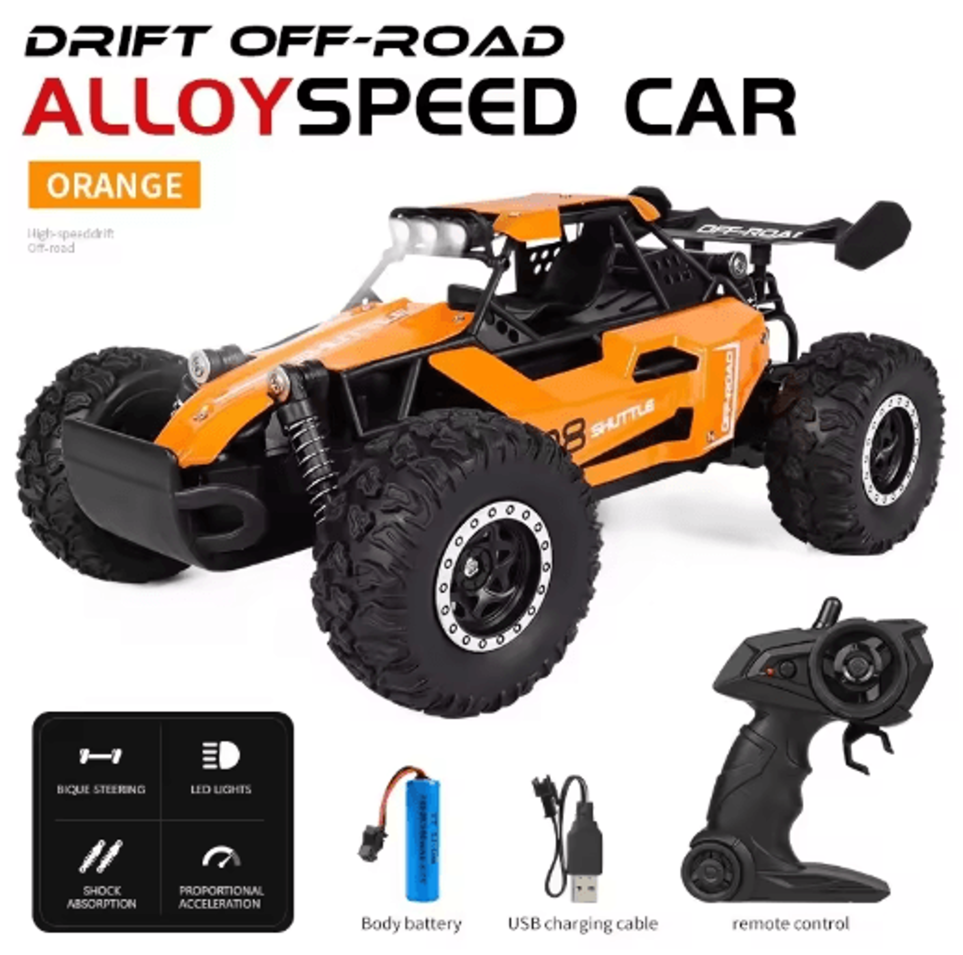 116 High Speed Off Road RC Car With LED Lights And 24GHz Control 5