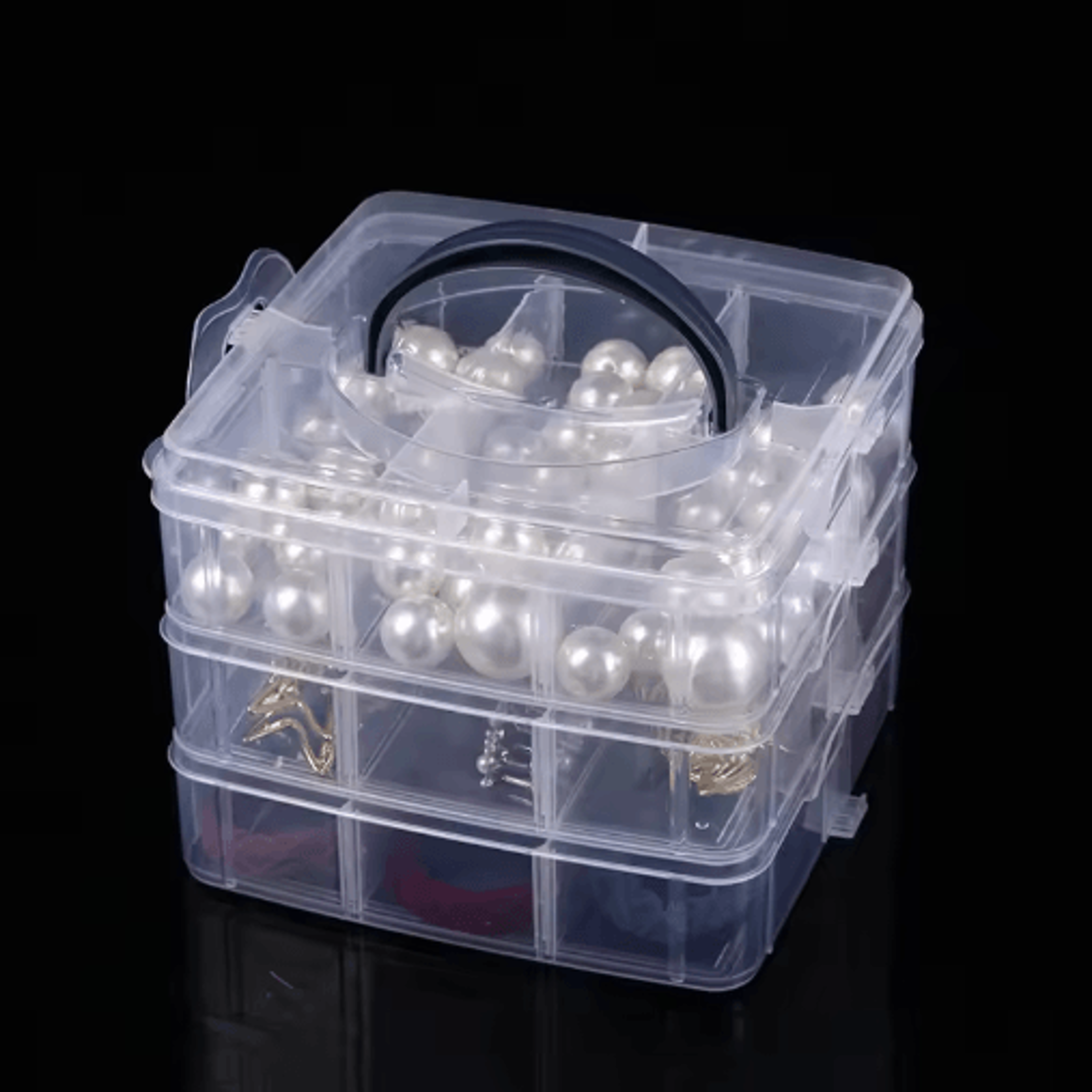 3 Layer 18 Grid Portable Storage Box With Detachable Compartments 8