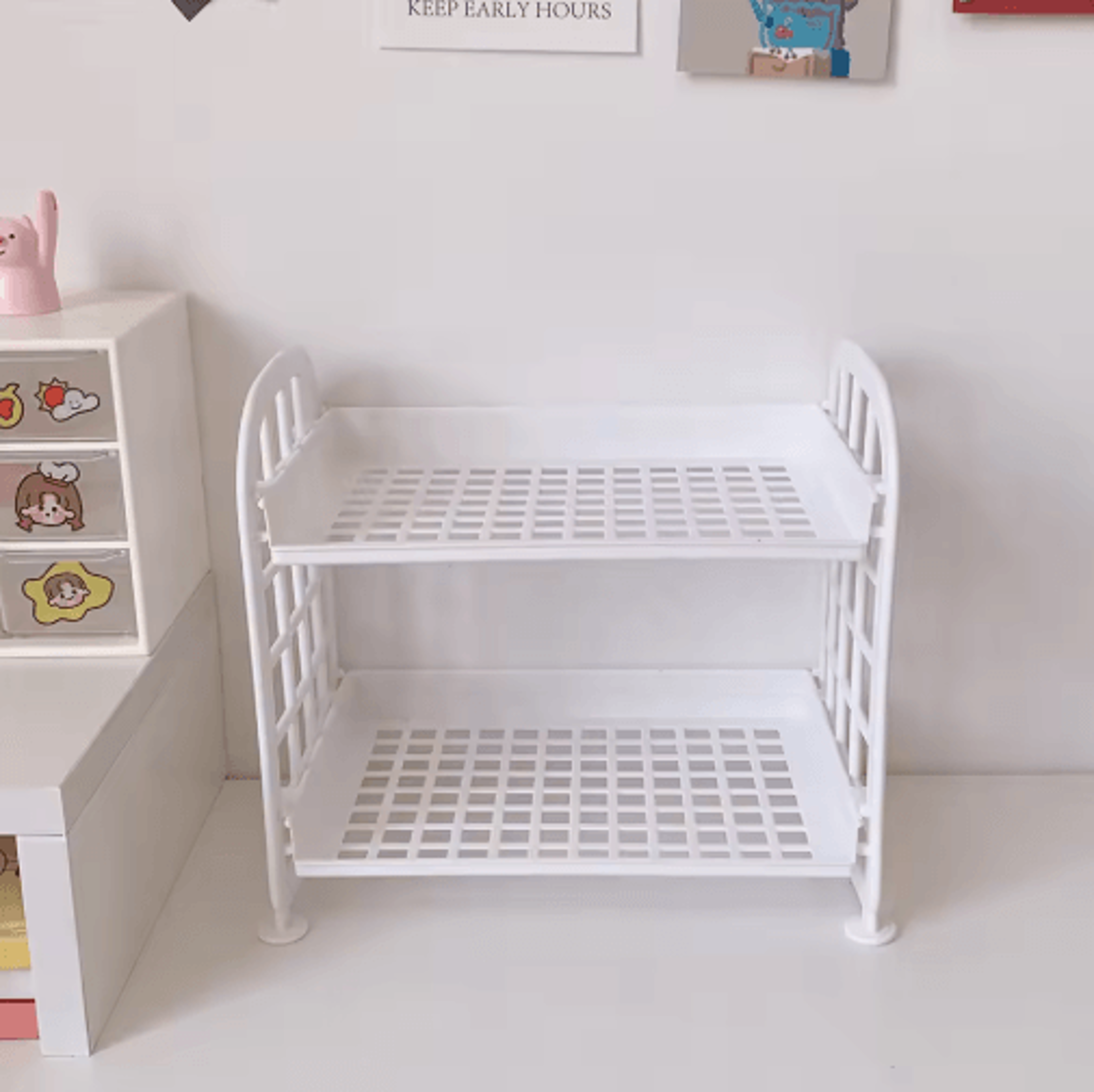 Detachable Folding Double Layer Desktop Storage Rack For Office And Under Desk Use 6