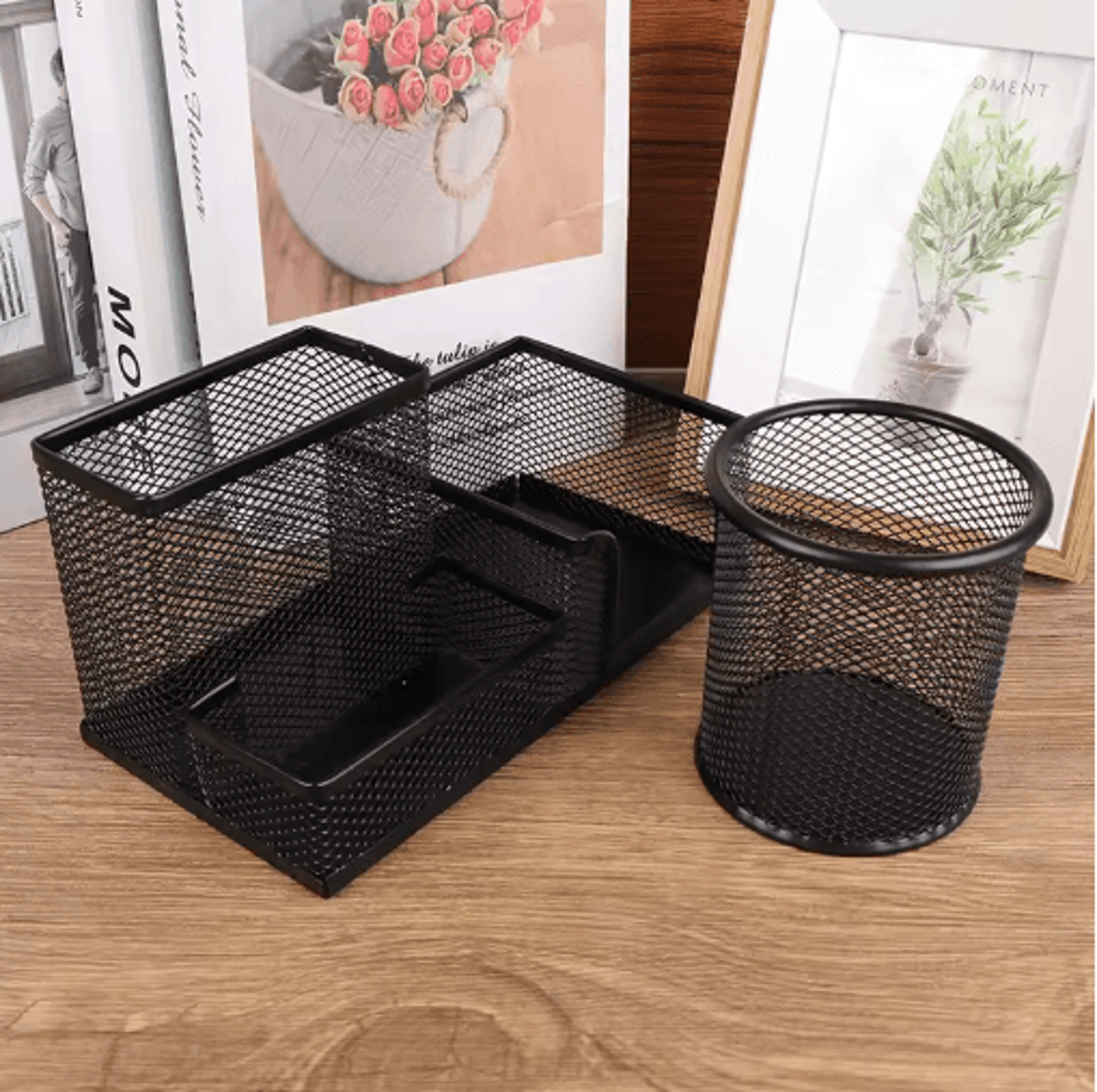 Creative Metal 3 Grid Desk Organizer Pen Holder And File Storage Rack 4