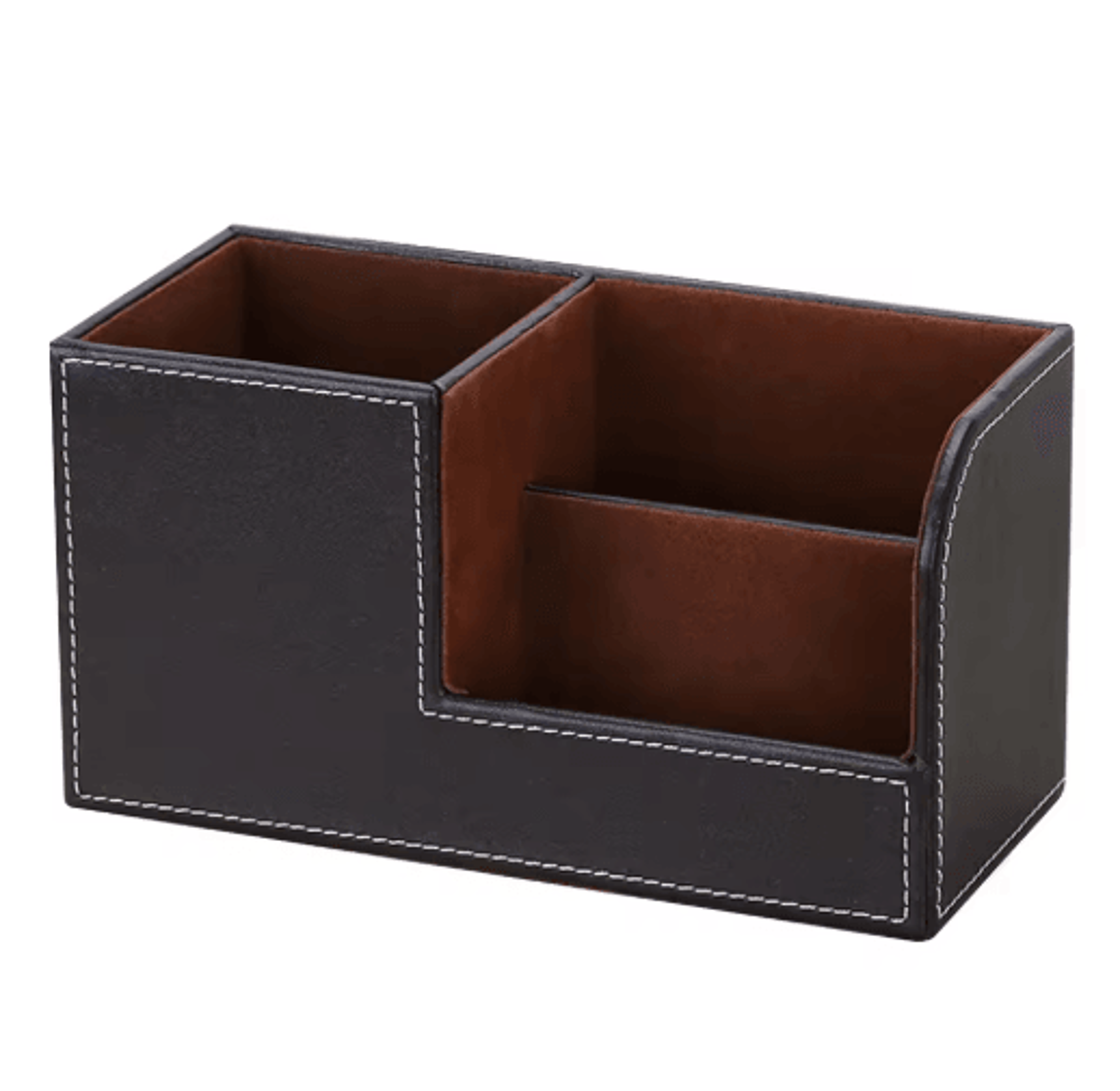 High Grade PU Leather Desk Organizer With 3 Compartment Pen Holder Caddy 2