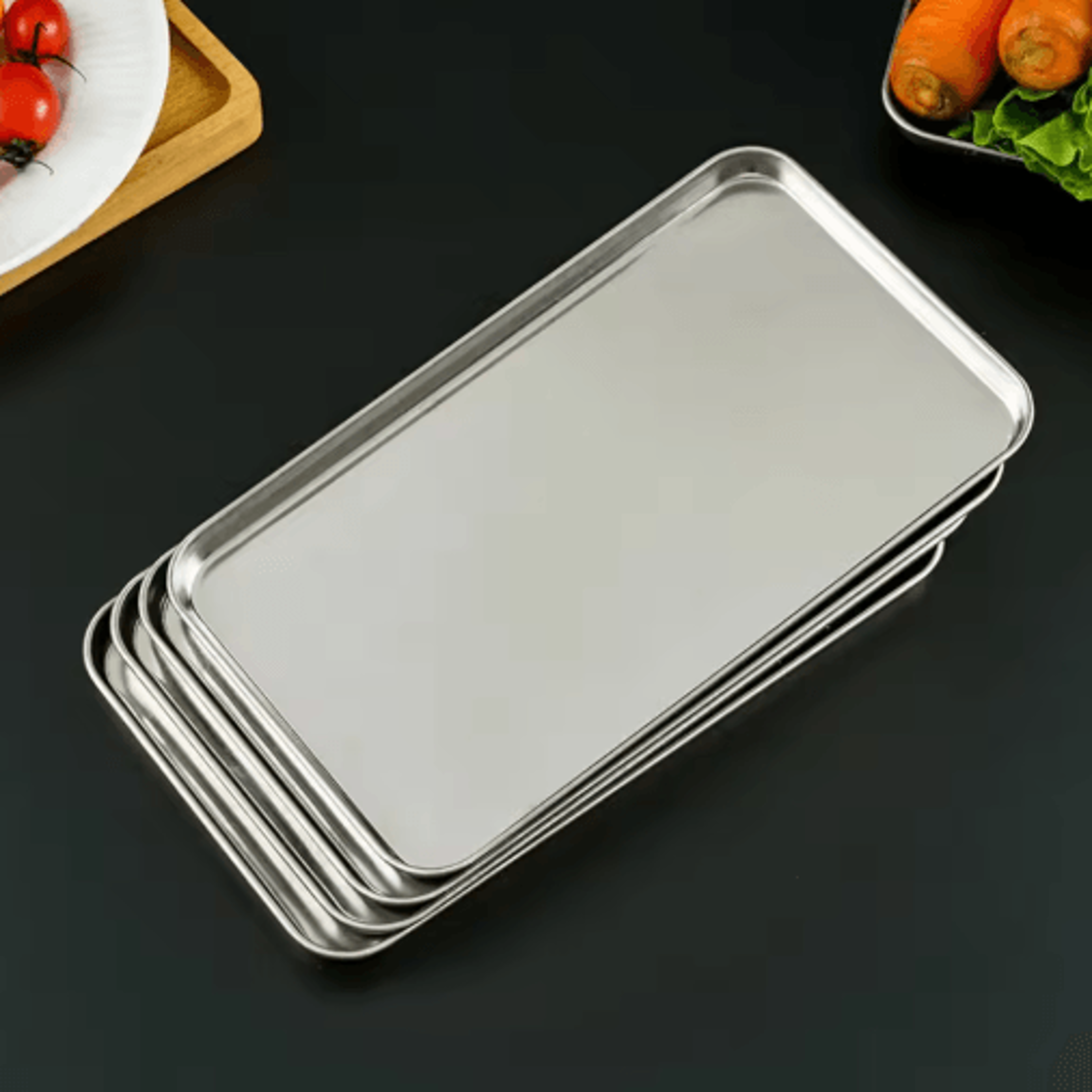 Stainless Steel Serving Tray Rectangle Buffet  Food Presentation Pan 9