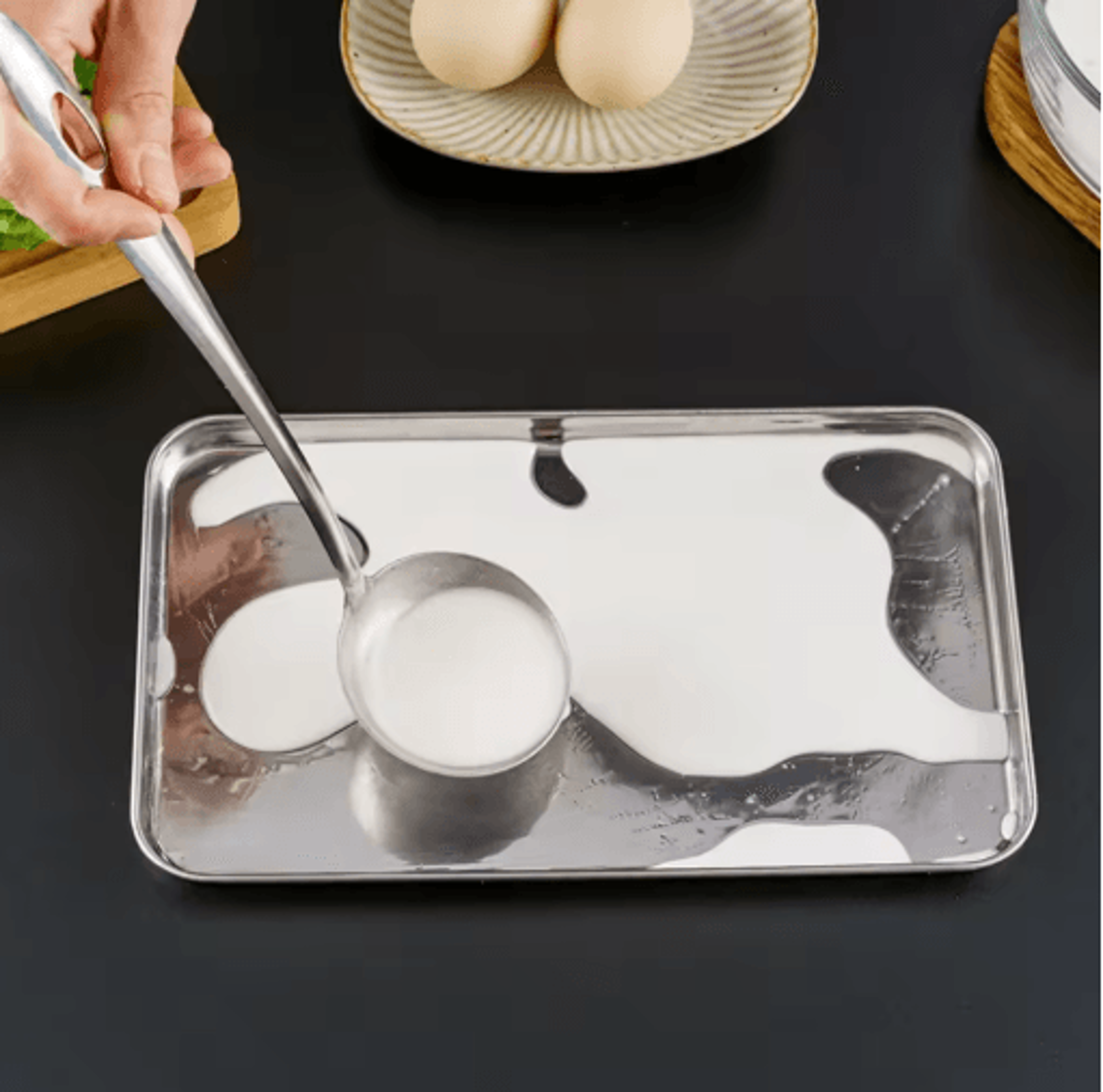 Stainless Steel Serving Tray Rectangle Buffet  Food Presentation Pan 5