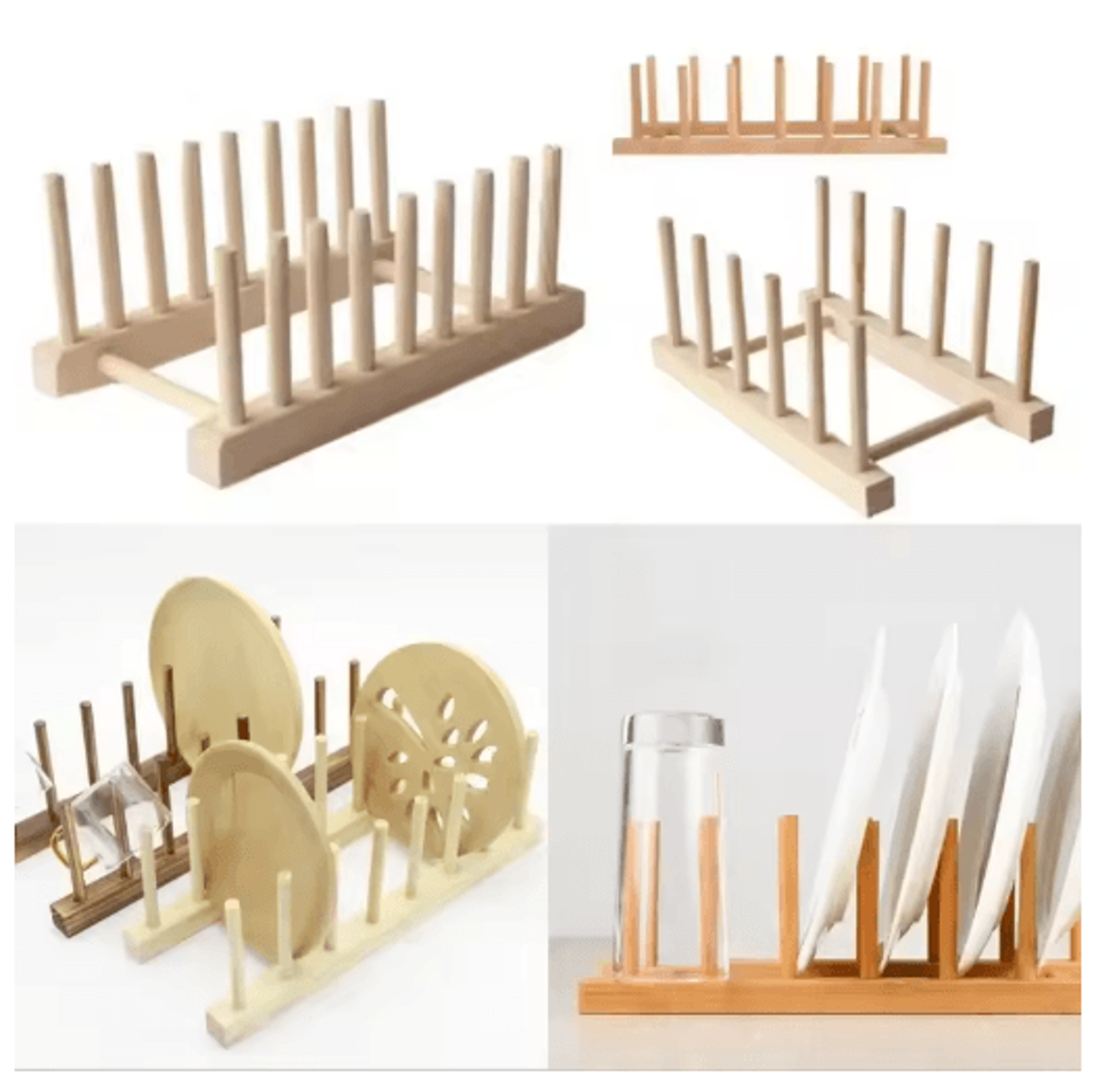 Wooden Dish Drainer Rack Bamboo Plate  Pot Lid Drying Stand For Kitchen Counter 0