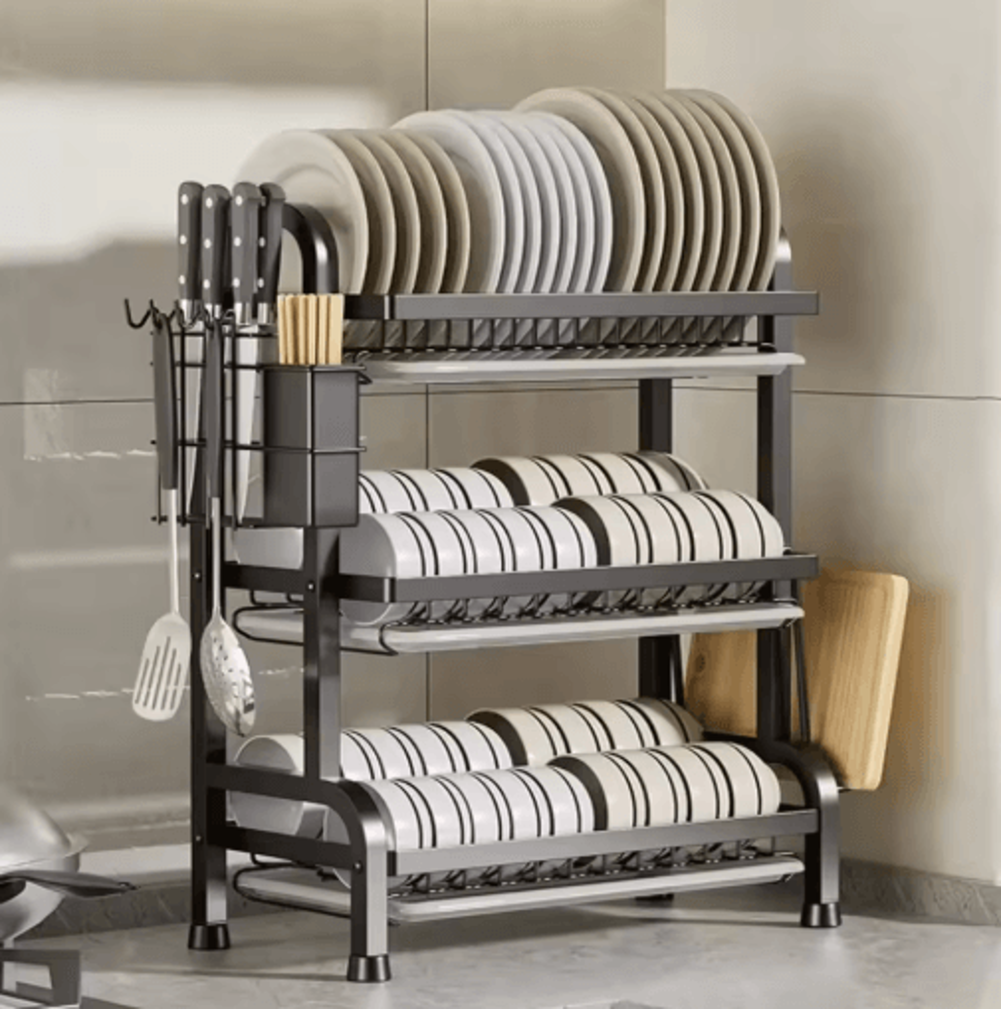 Multifunctional Multi Layer Dish Rack Portable Kitchen Countertop Storage  Drain Shelf 9
