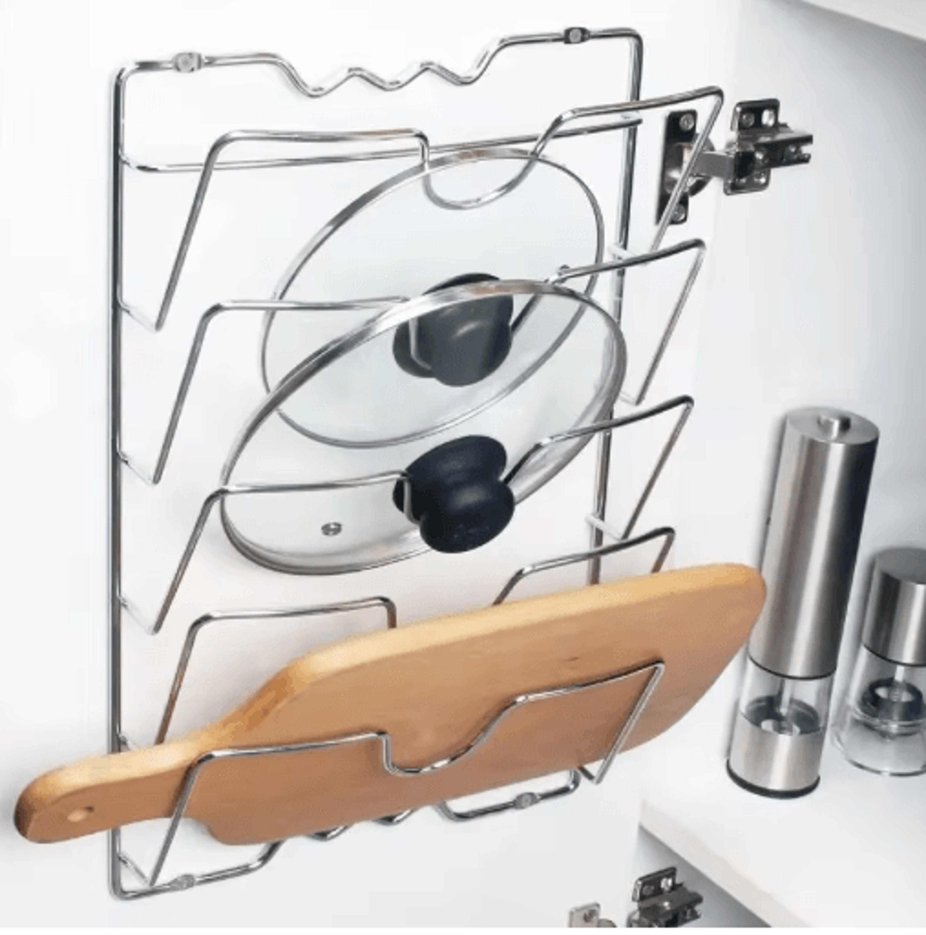 Wall Mounted 5 Tier Pot Lid Organizer Rust Proof Metal Kitchen Storage Rack 3