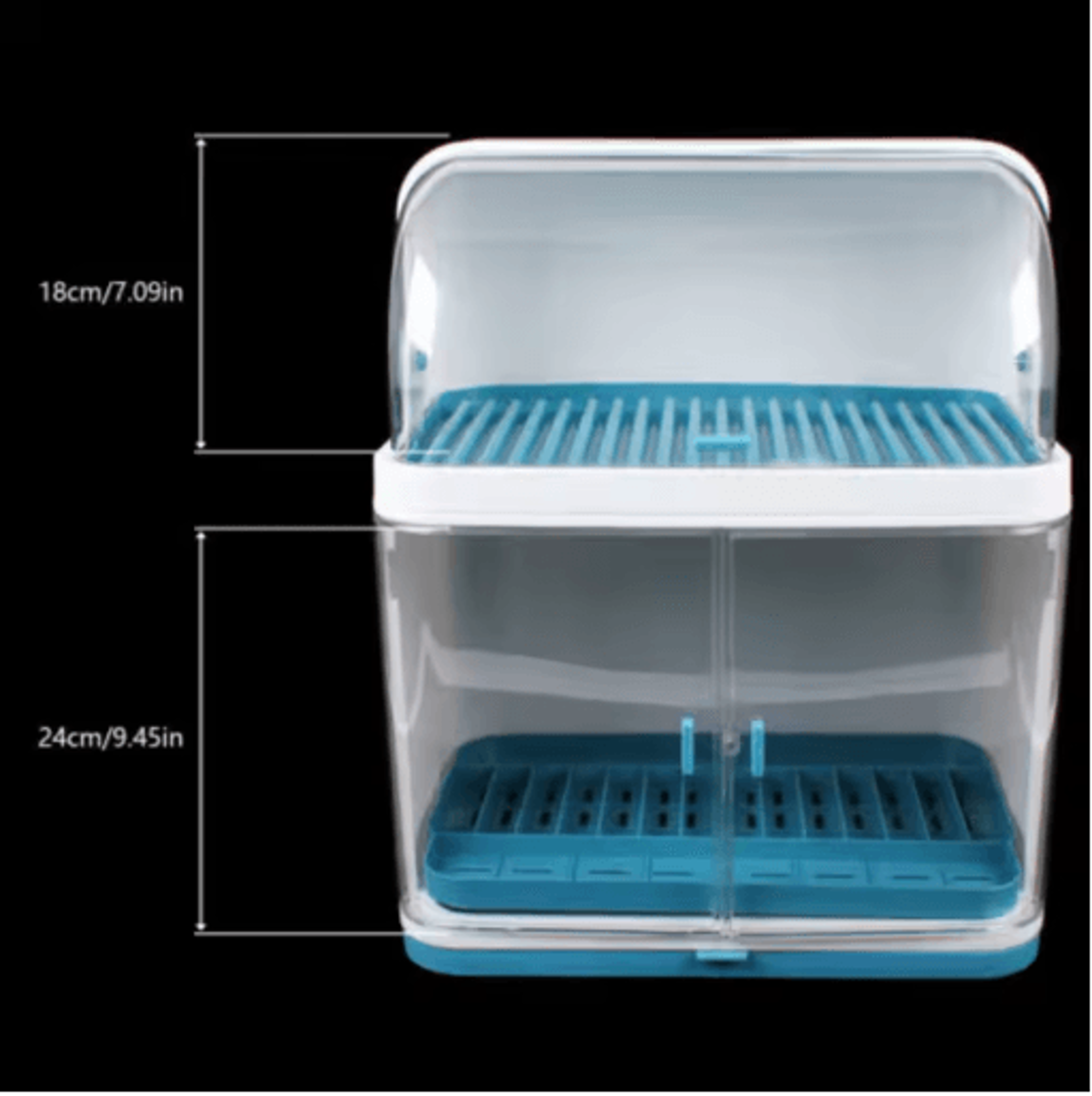 2 Layer Dish Drying Rack With Lid Cover Covered Kitchen Cutlery Organizer 3