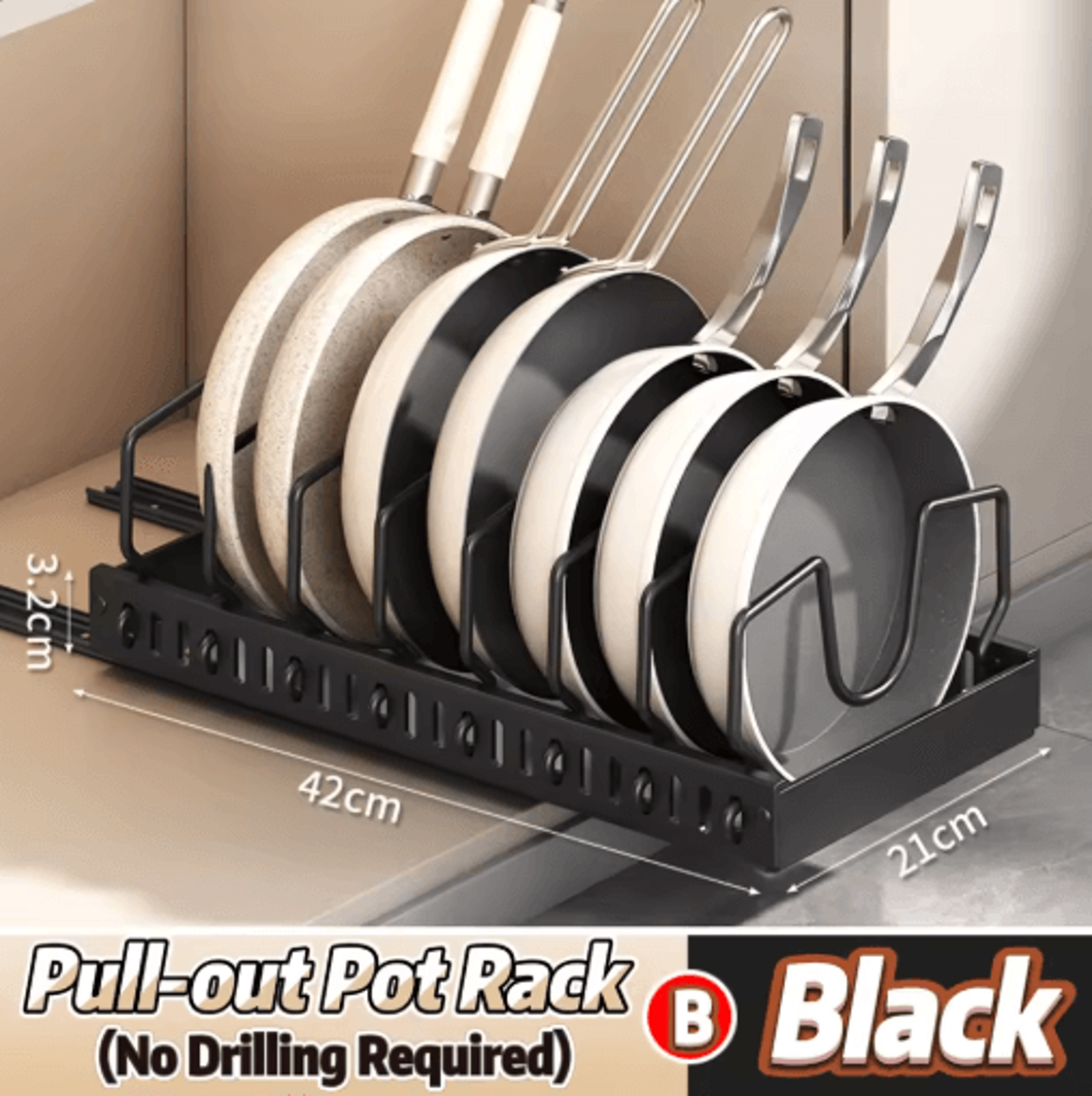 Pull Out Pots And Pans Organizer Sliding Under Cabinet Pan  Lid Storage Rack 4