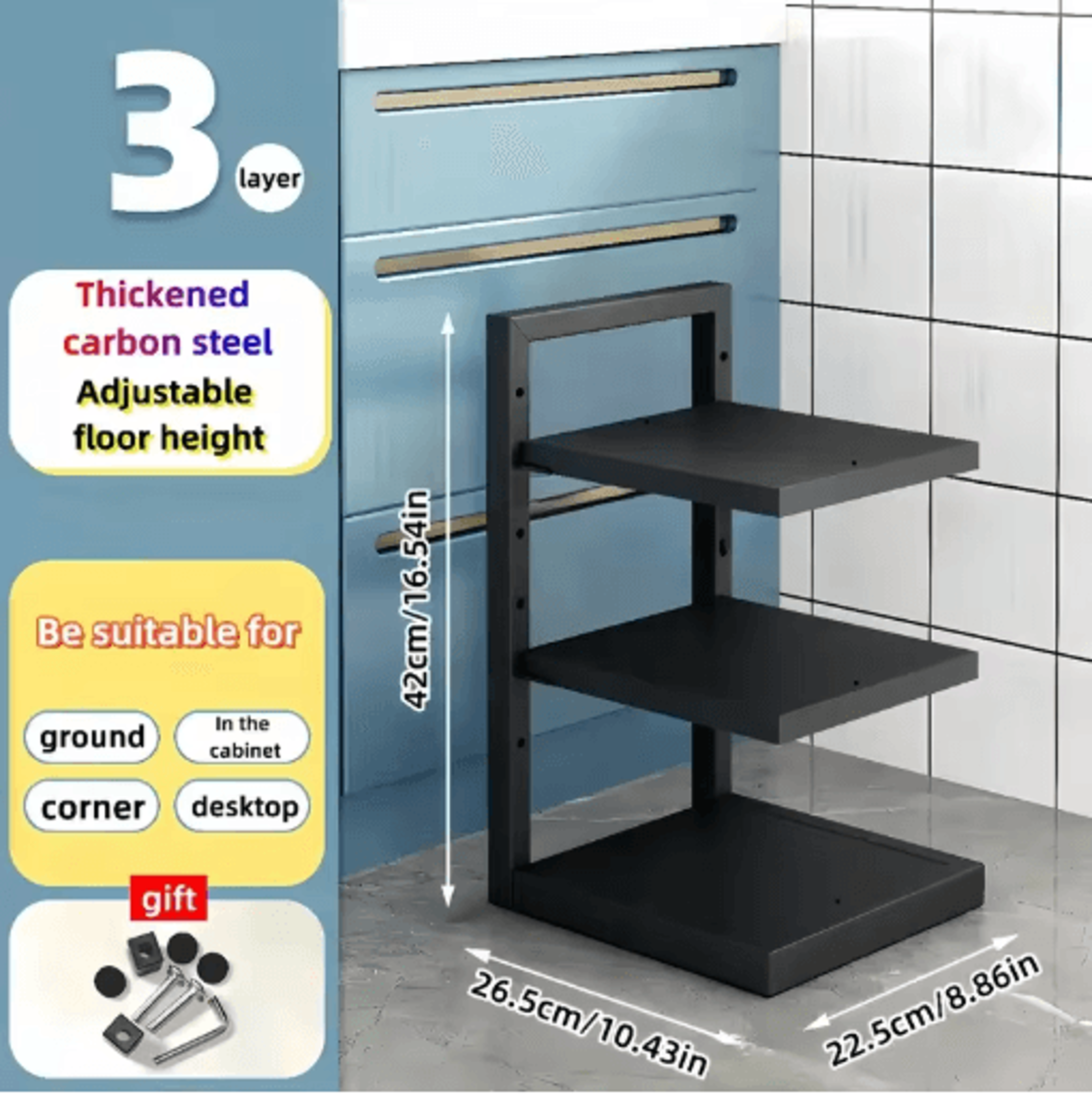 Adjustable Stainless Steel Pot Rack Organizer Multi Layer Kitchen Pot  Pan Storage Rack 2