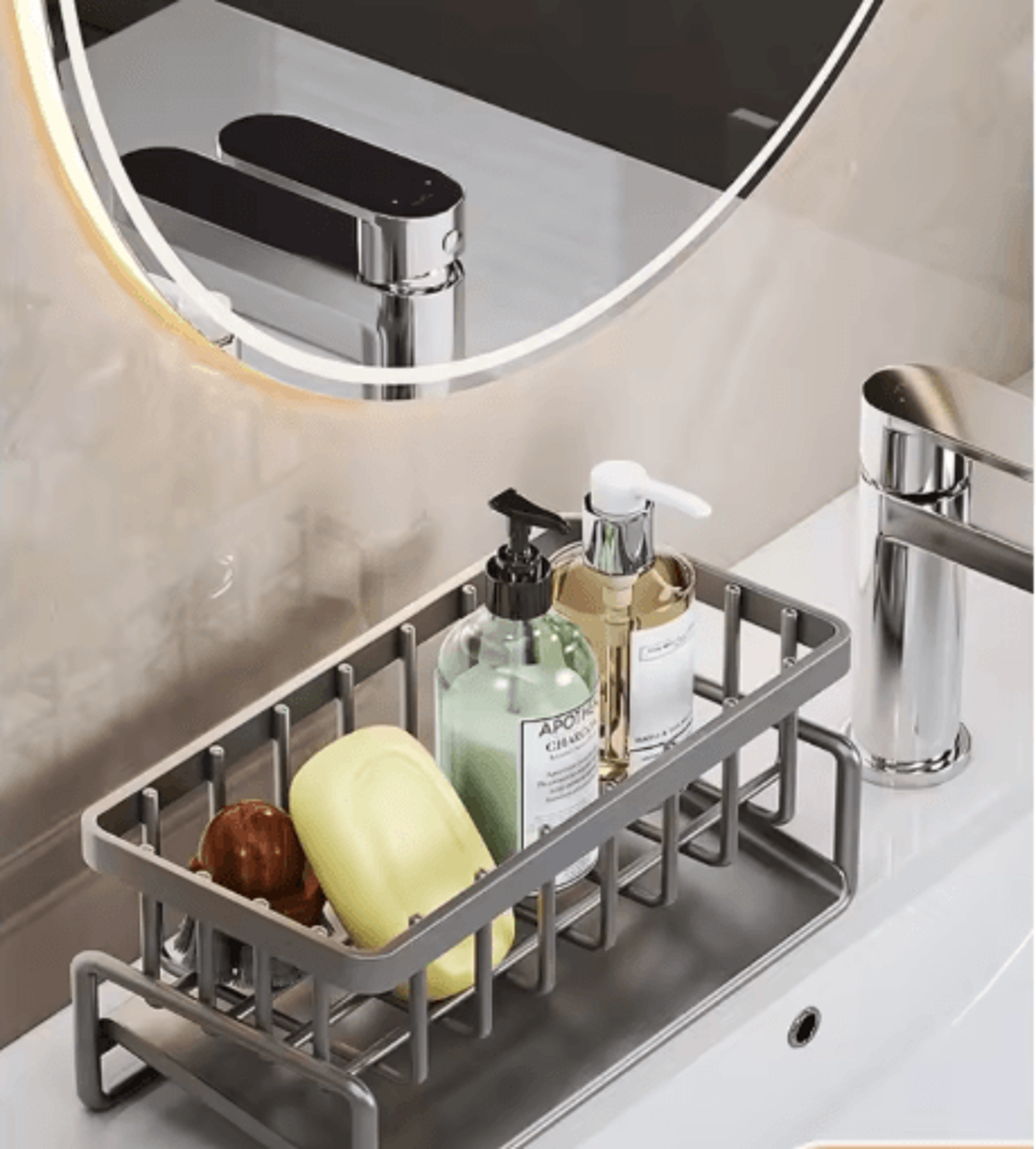 Stainless Steel Sink Organizer Multi Layer Drain Rack With Soap  Sponge Holder 1