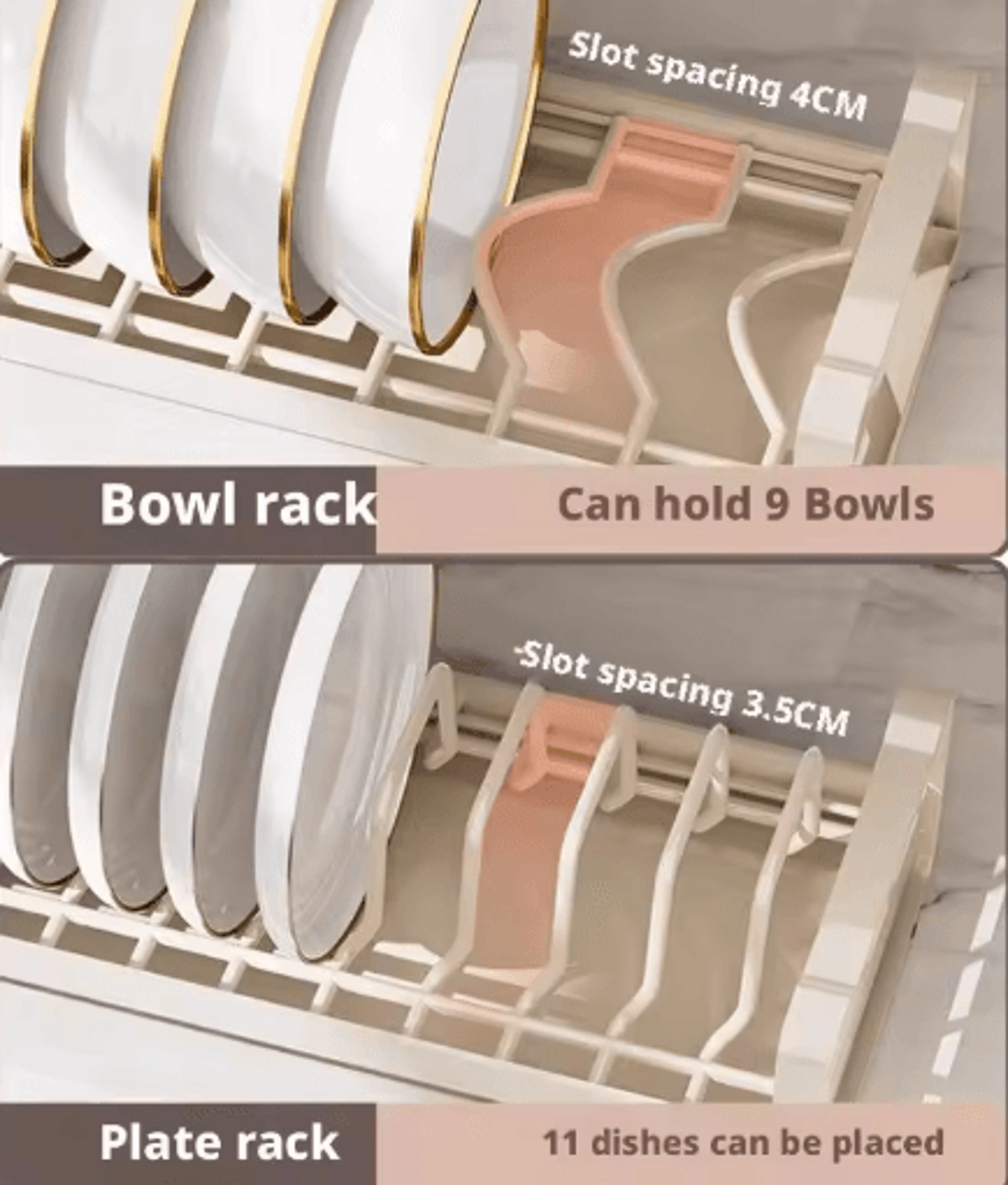 Pull Out Cabinet Dish Rack Stainless Steel Plate  Bowl Storage Drawer Organizer 19