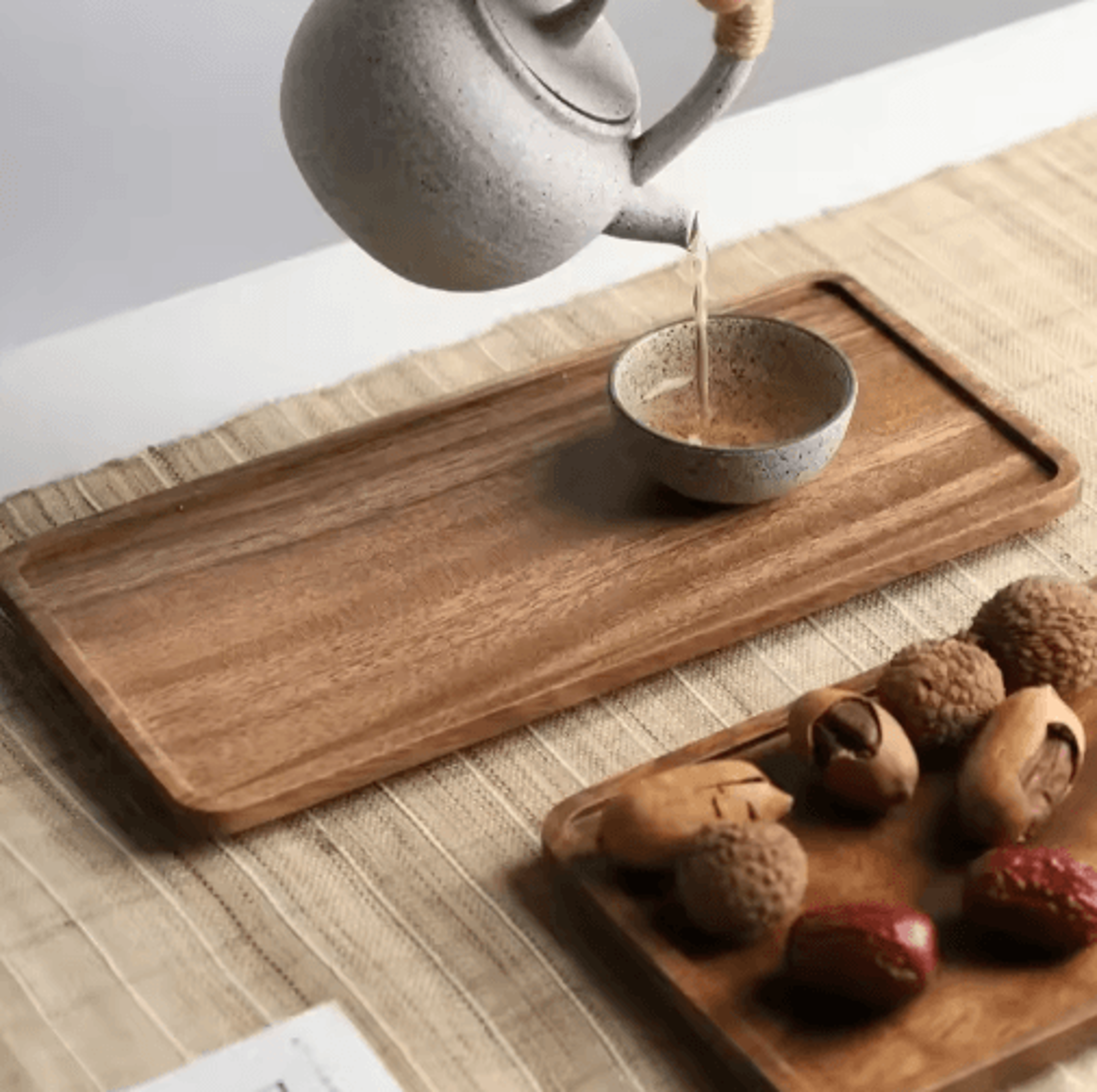 Acacia Wood Rectangular Serving Tray And Long Charcuterie Board 7