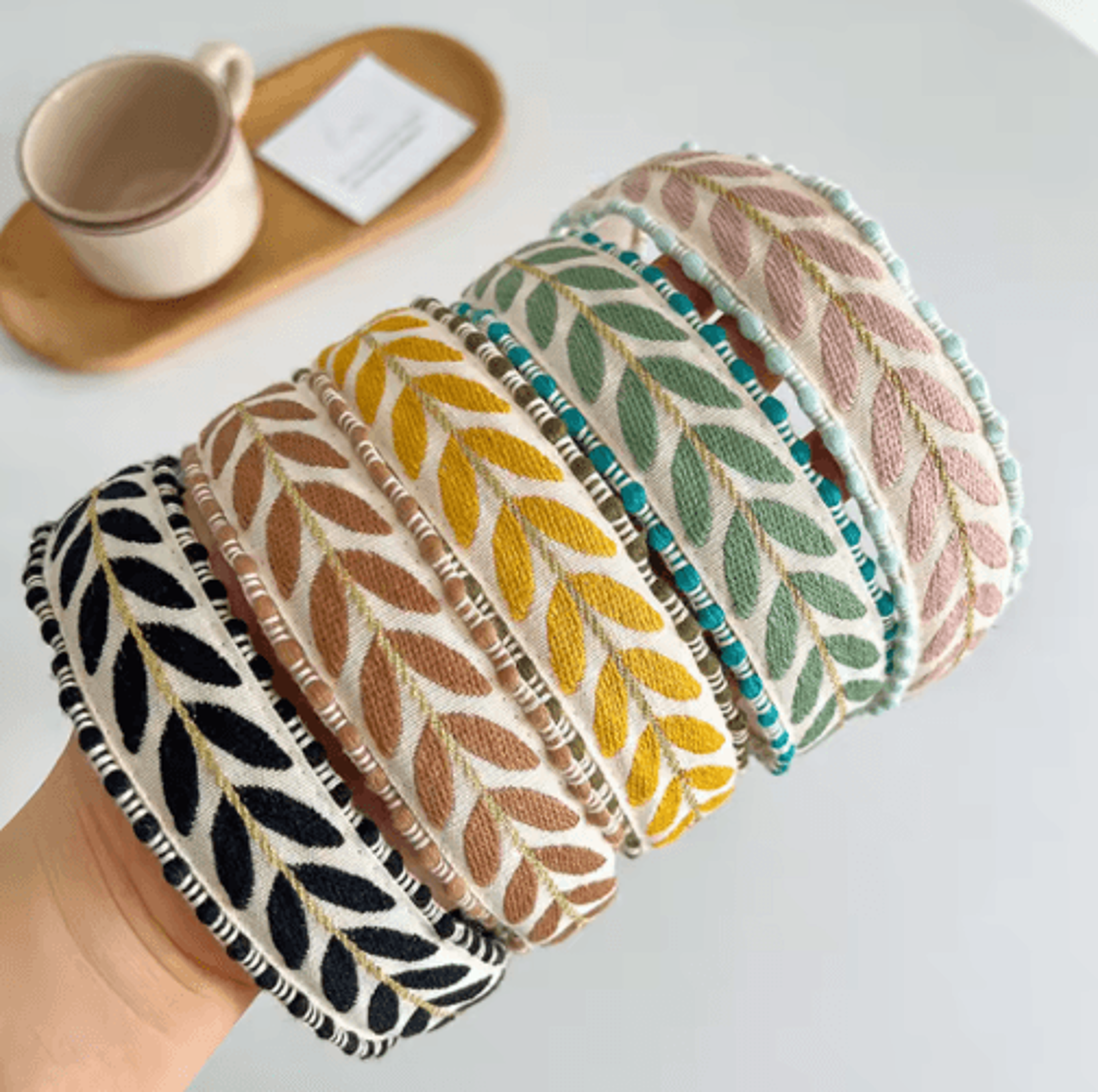 PROLY Boho Embroidered Headband For Women  Leaf Design Spring Turban 0