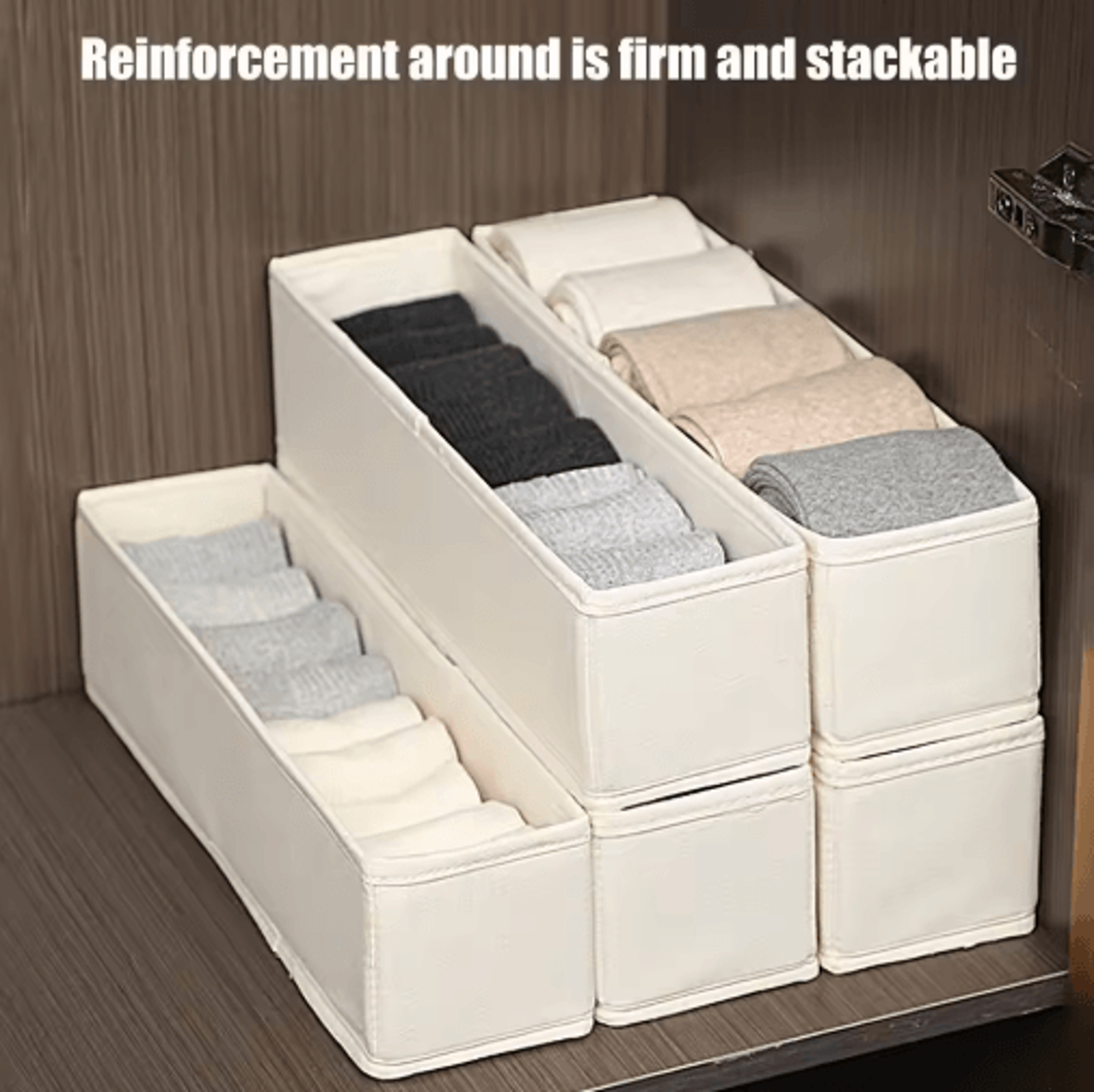 Long Foldable Fabric Storage Bin Drawer Organizer For Socks  Underwear 0