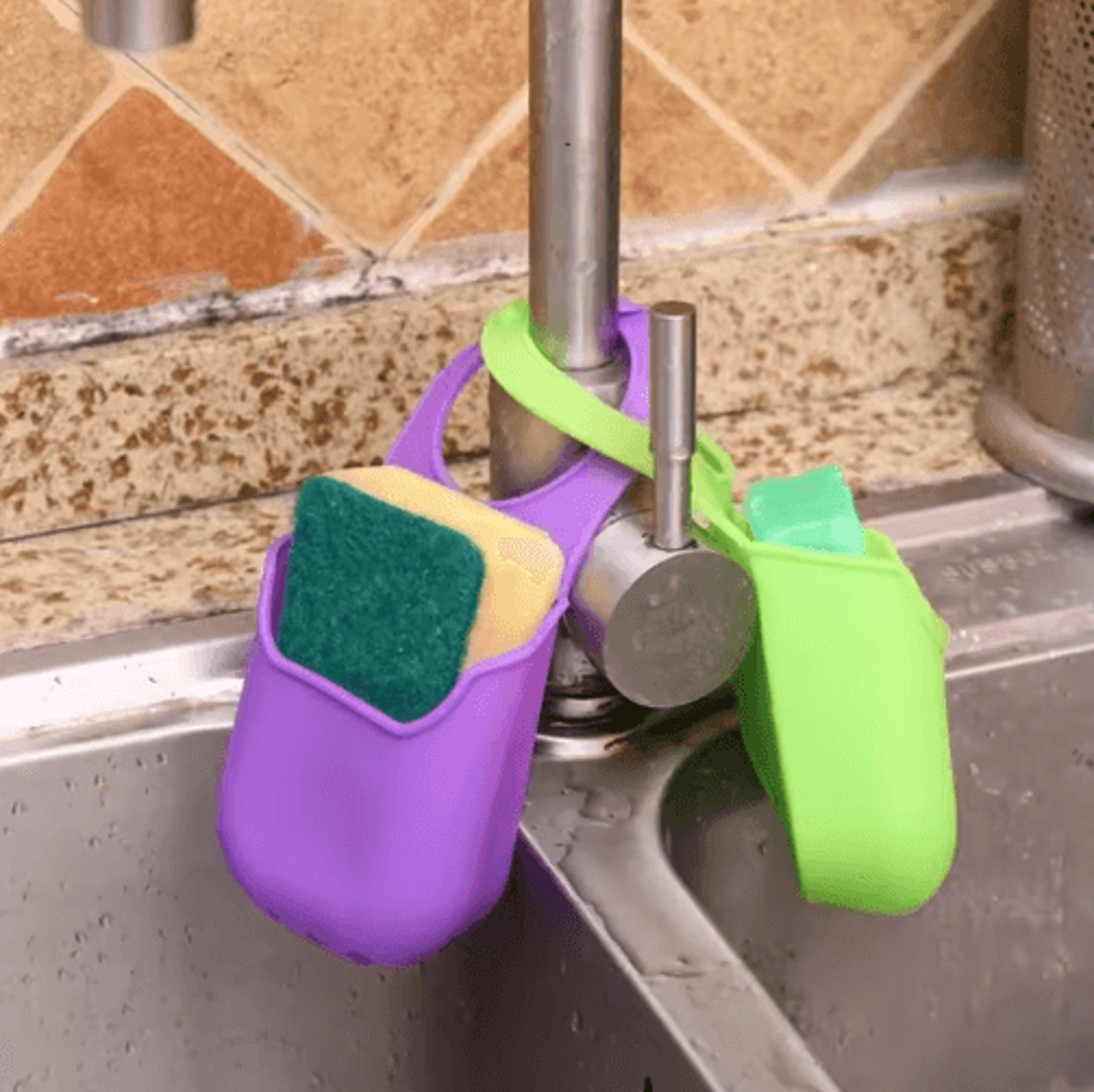 Hanging Sink Drain Rack Kitchen Storage Basket  Sponge Holder 0