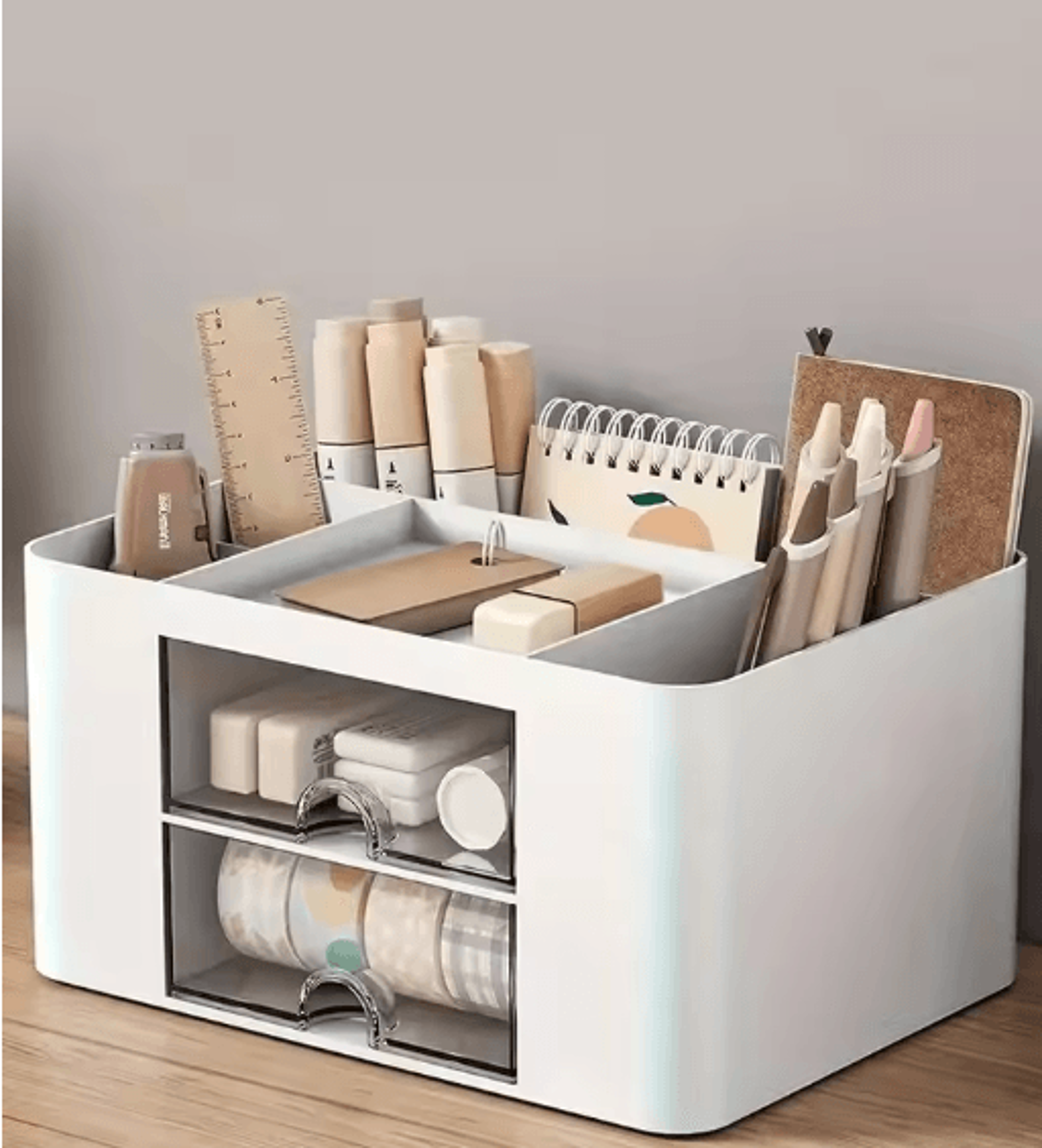 DualDrawer MultiFunctional Desk Organizer With 2 Storage Drawers 0