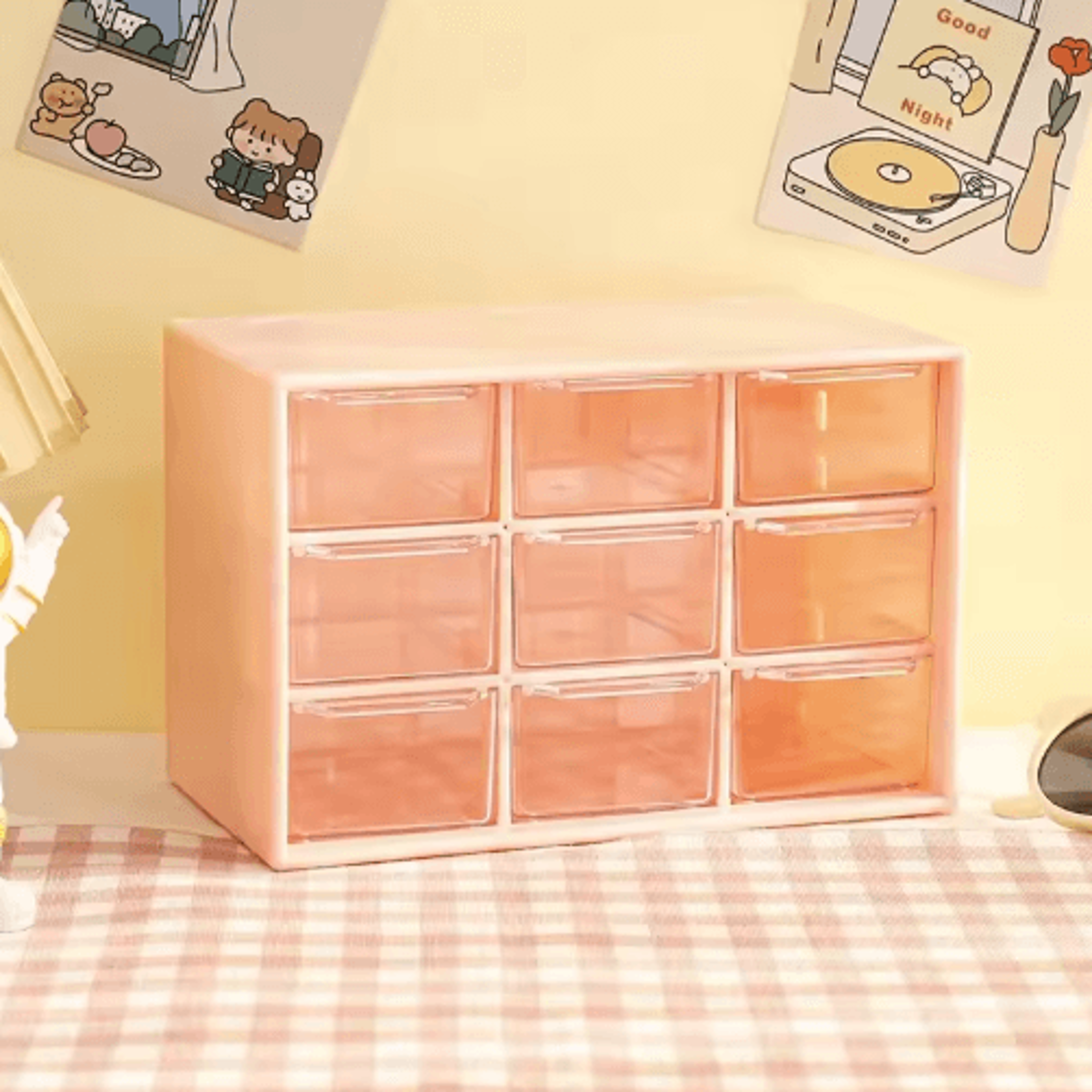 9 Grid Transparent Desktop Storage Organizer With Wall Mounted Option 1