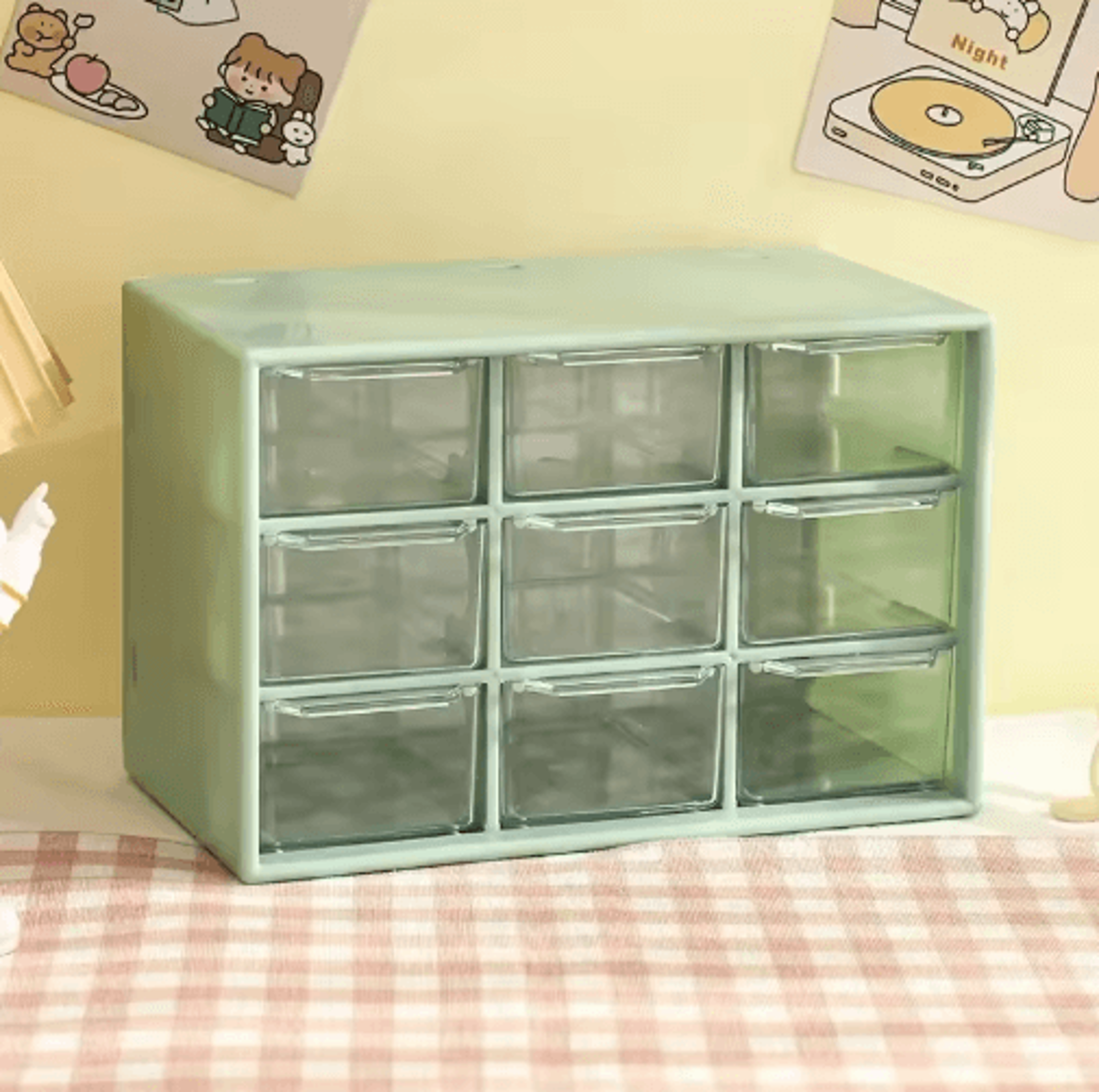 9 Grid Transparent Desktop Storage Organizer With Wall Mounted Option 3