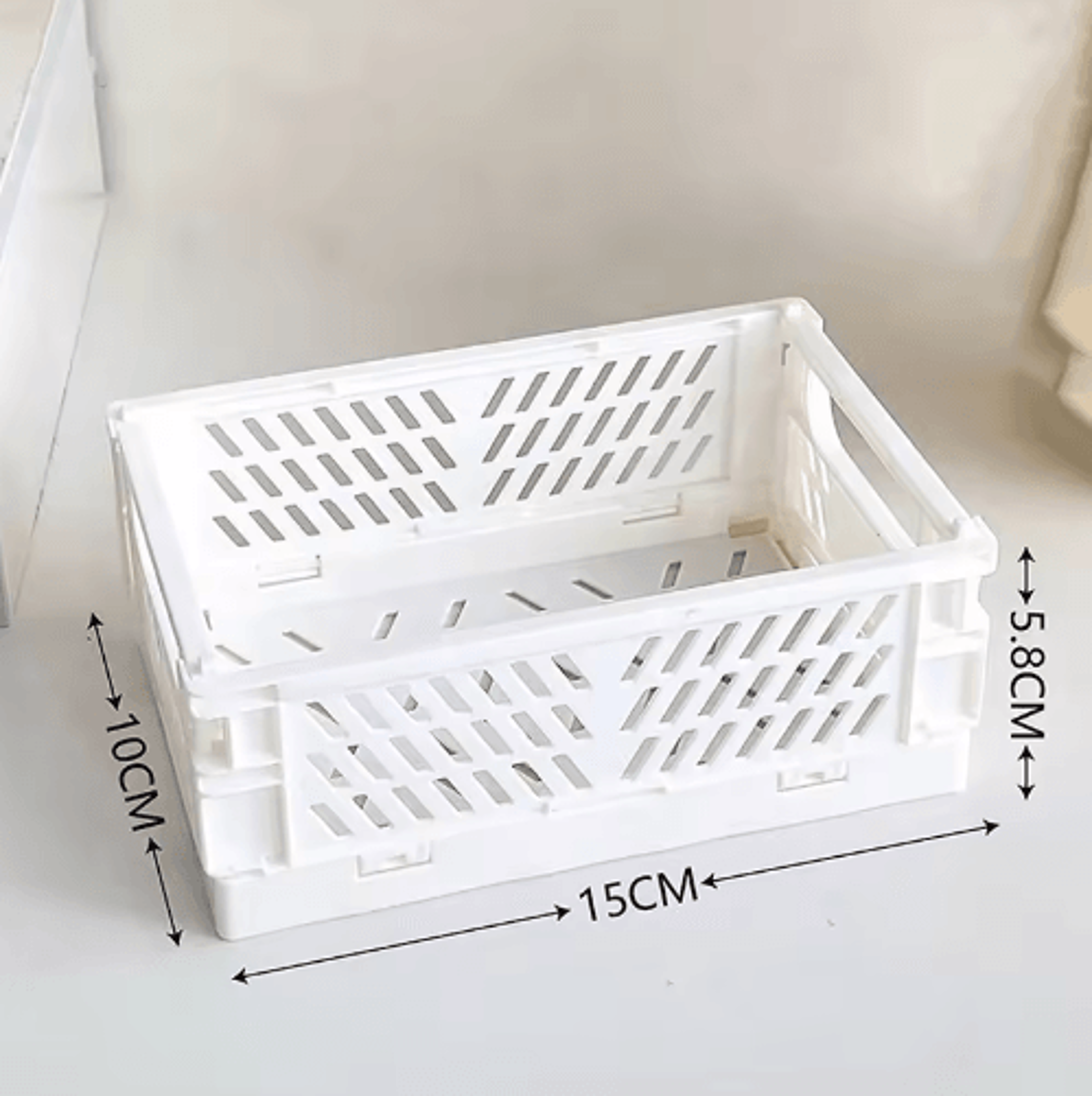 Collapsible Plastic Folding Storage Crate For Desktop And Home Organization 1