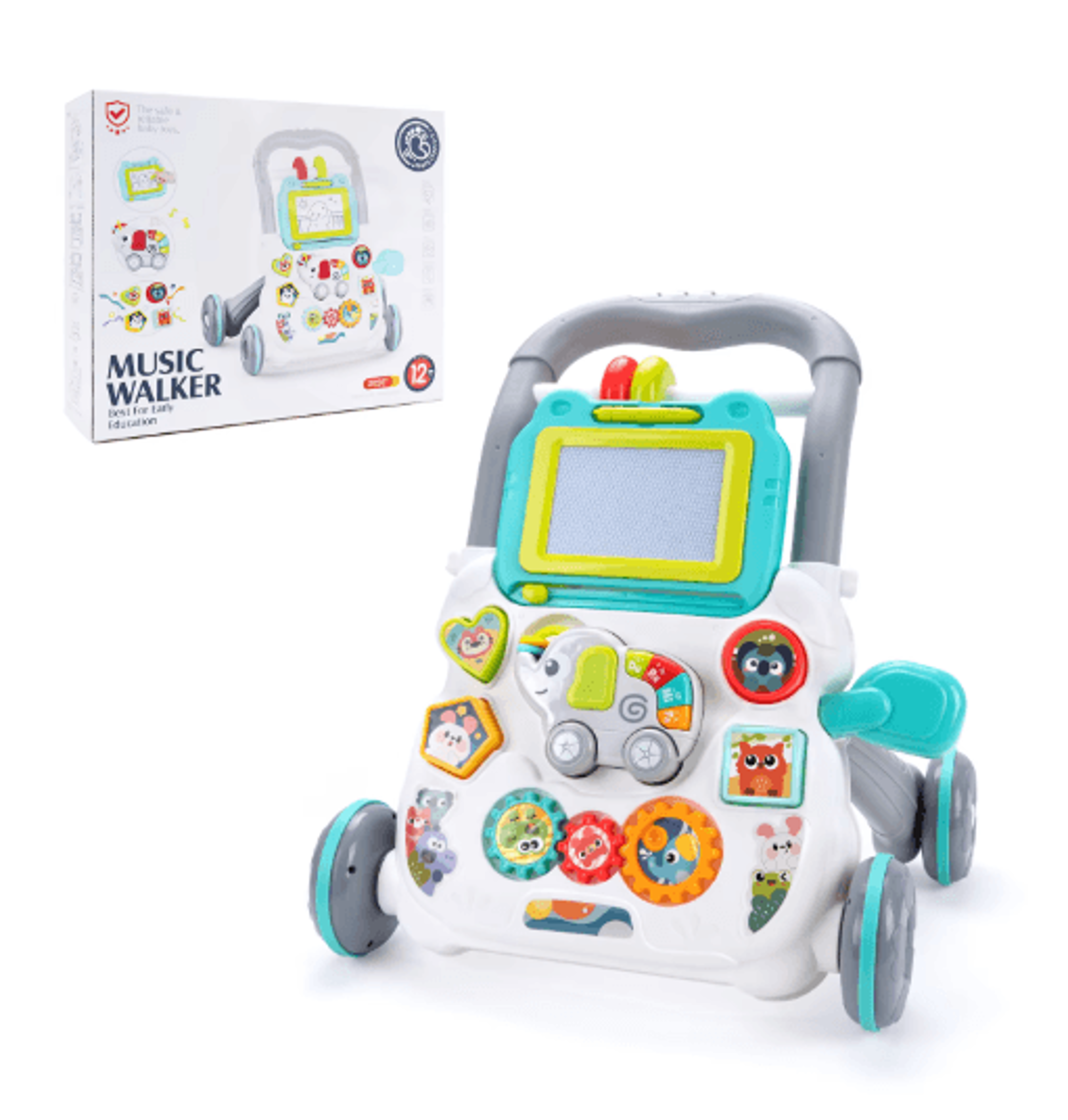 Baby Cartoon Musical Activity Walker Multifunction Learning Walker With Drawing Board 0