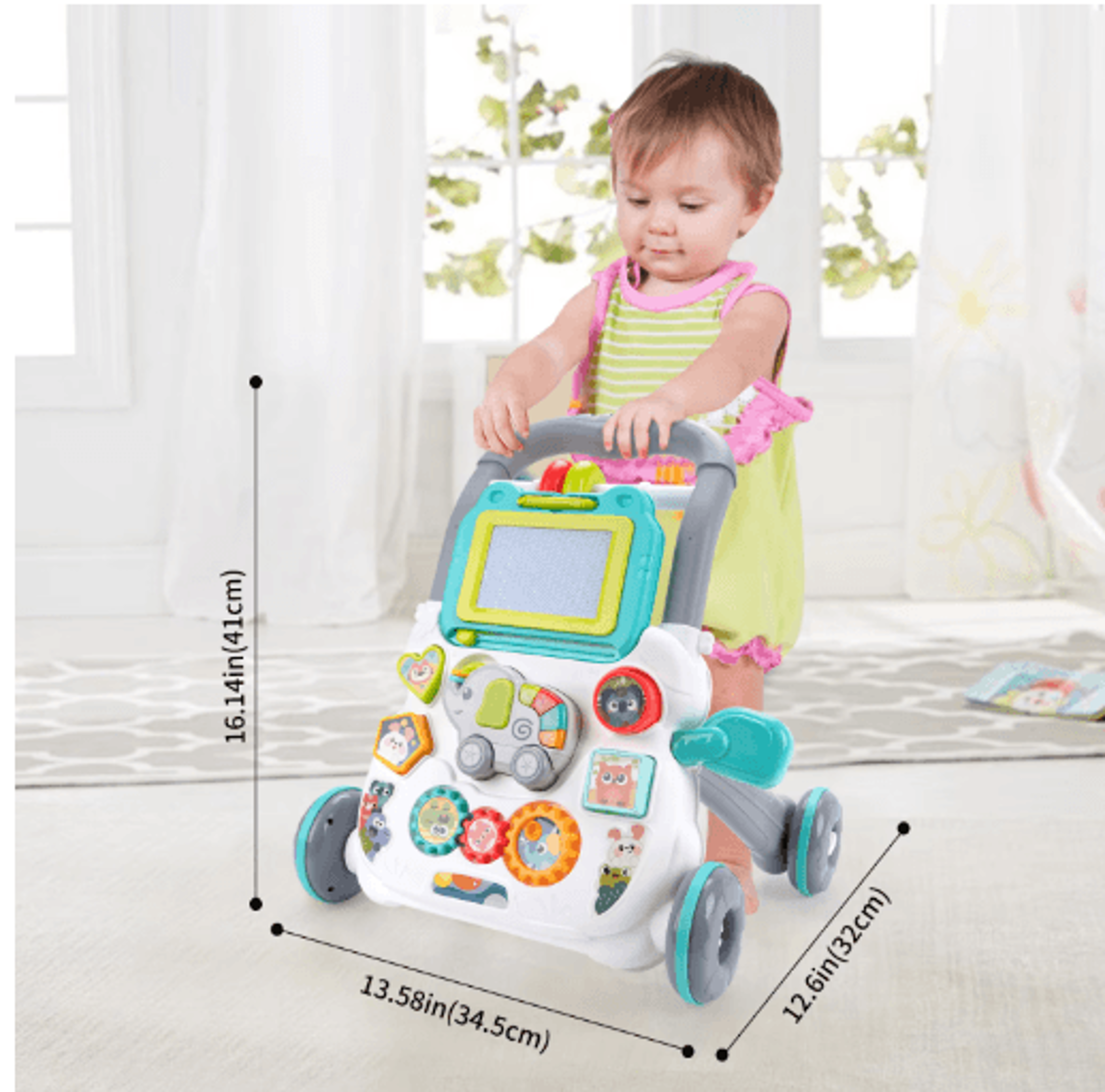 Baby Cartoon Musical Activity Walker Multifunction Learning Walker With Drawing Board 9