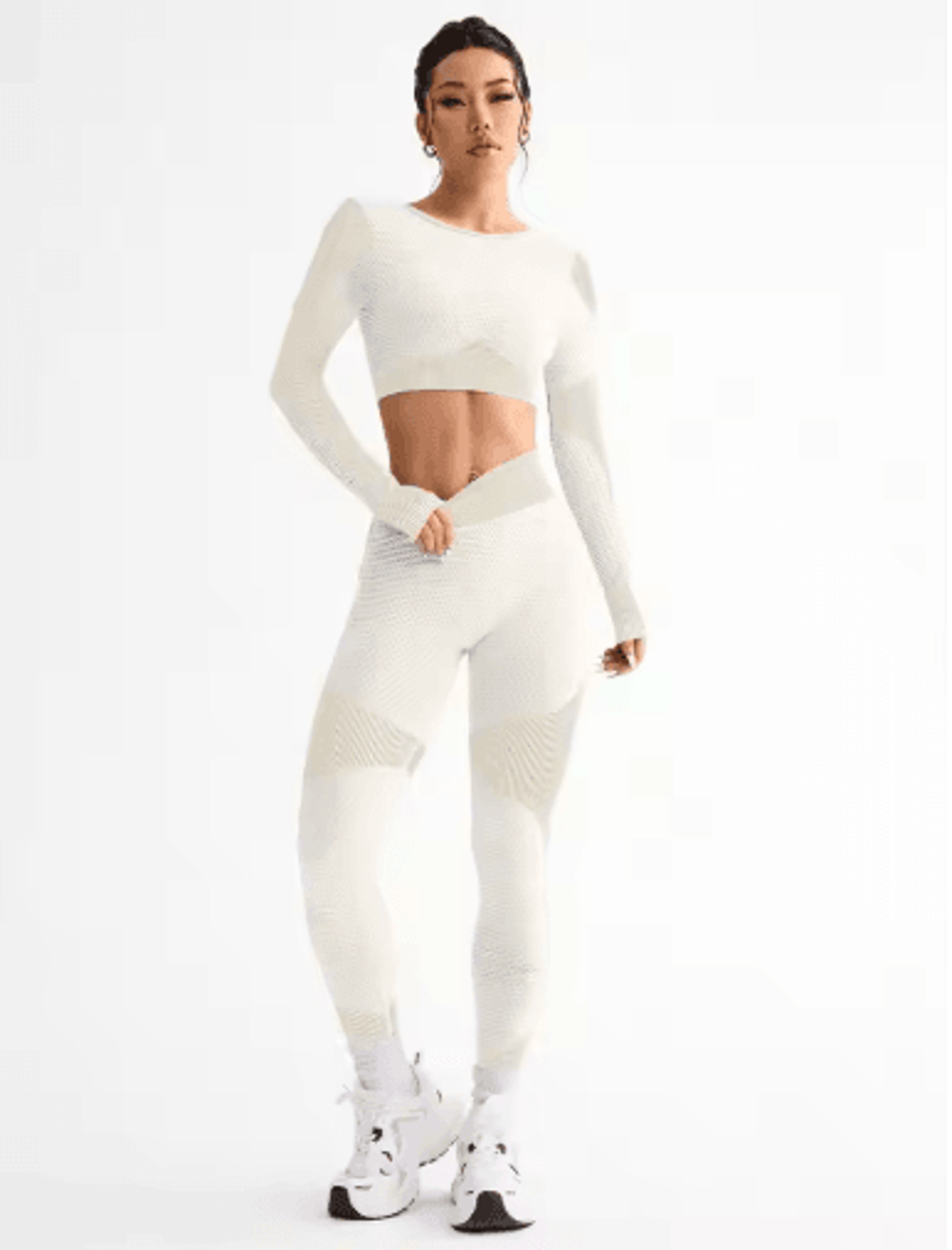 2Piece Seamless Womens Yoga  Running Set Breathable Fitness Suit 8