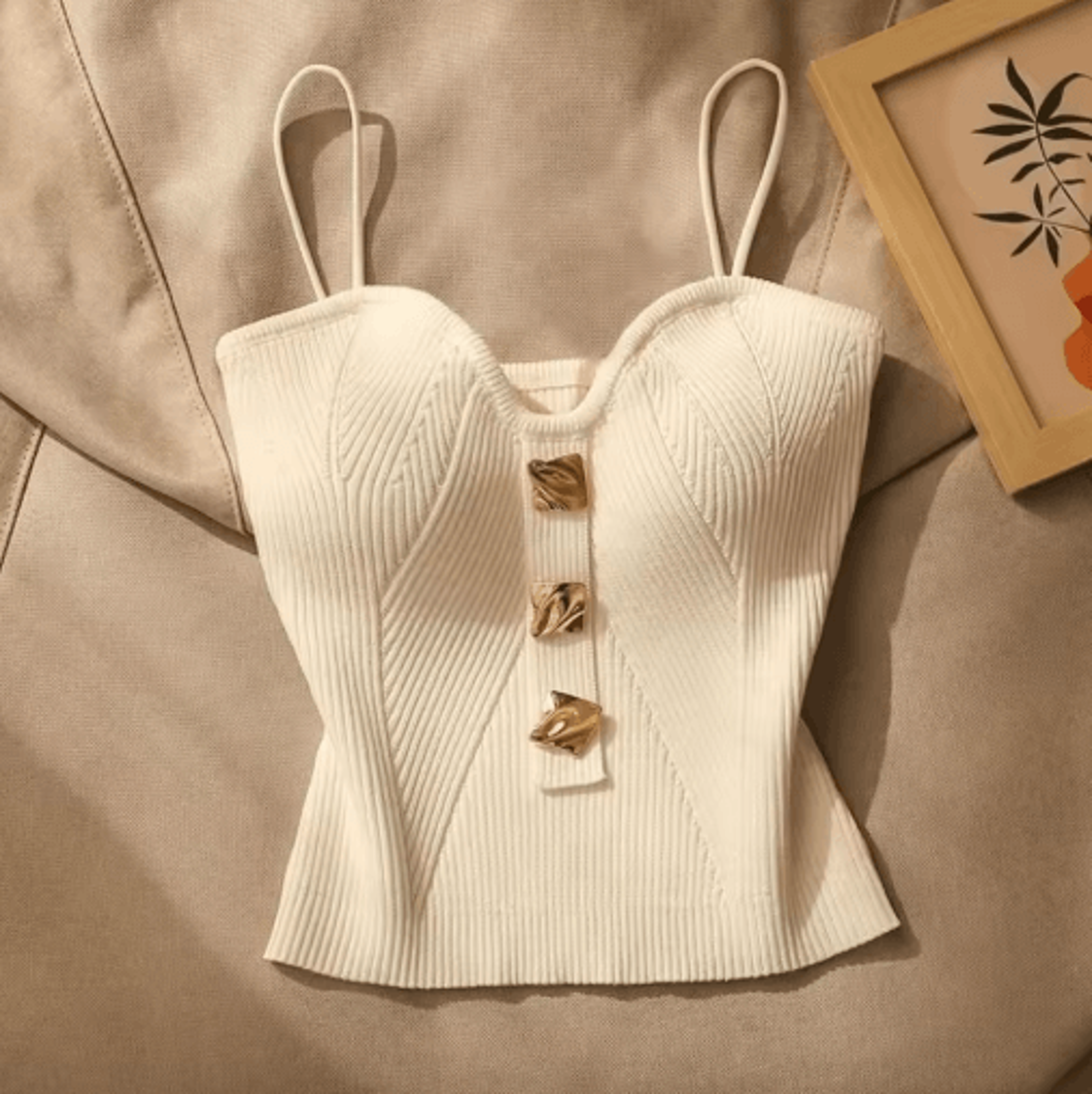 Womens Deep VNeck Knitted Cami Summer Sleeveless Halter Tank Top 2