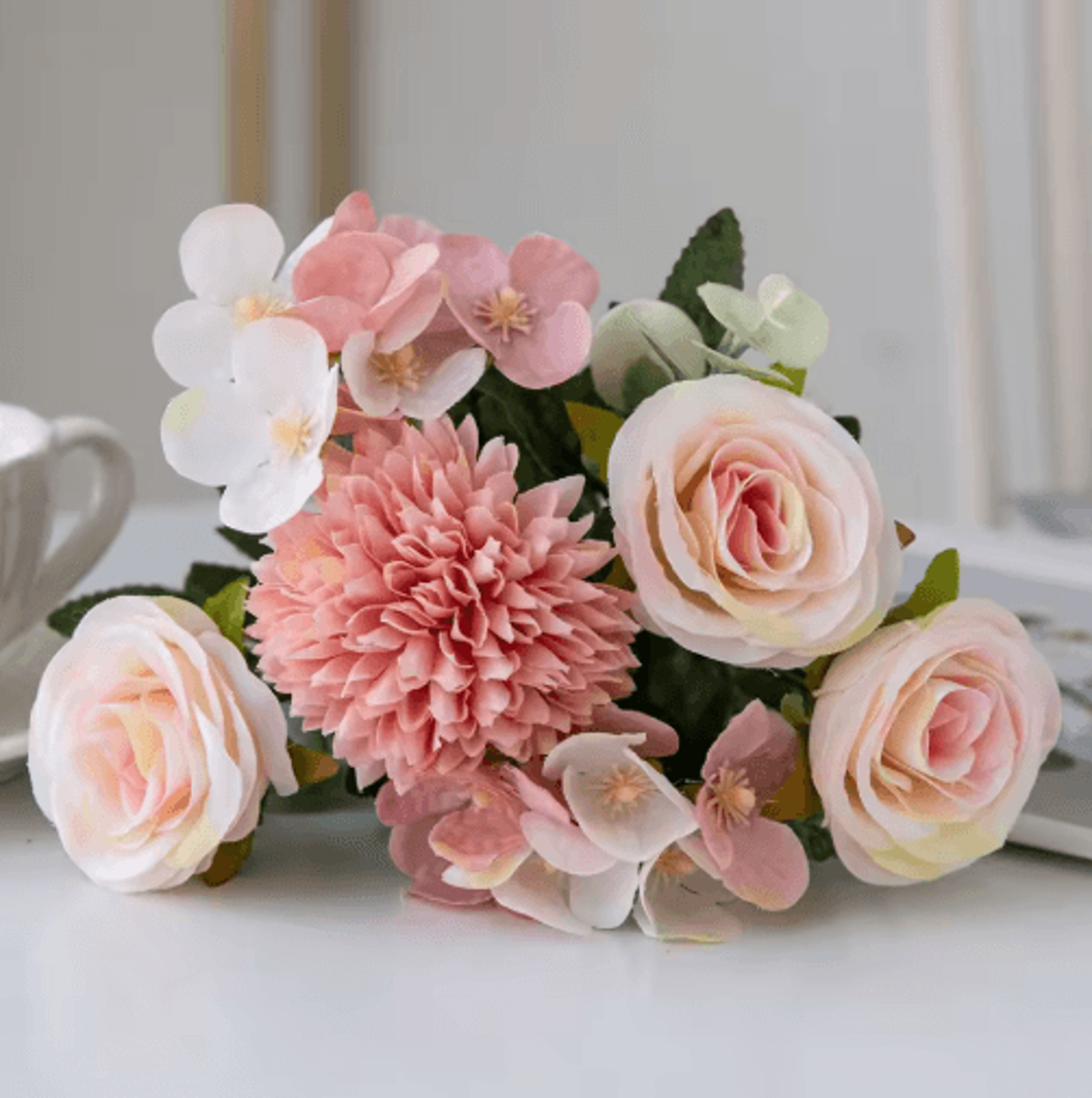VintageBloom Silk Rose Bouquet  Retro Peony  Hydrangea Artificial Bridal Flower Arrangement 3