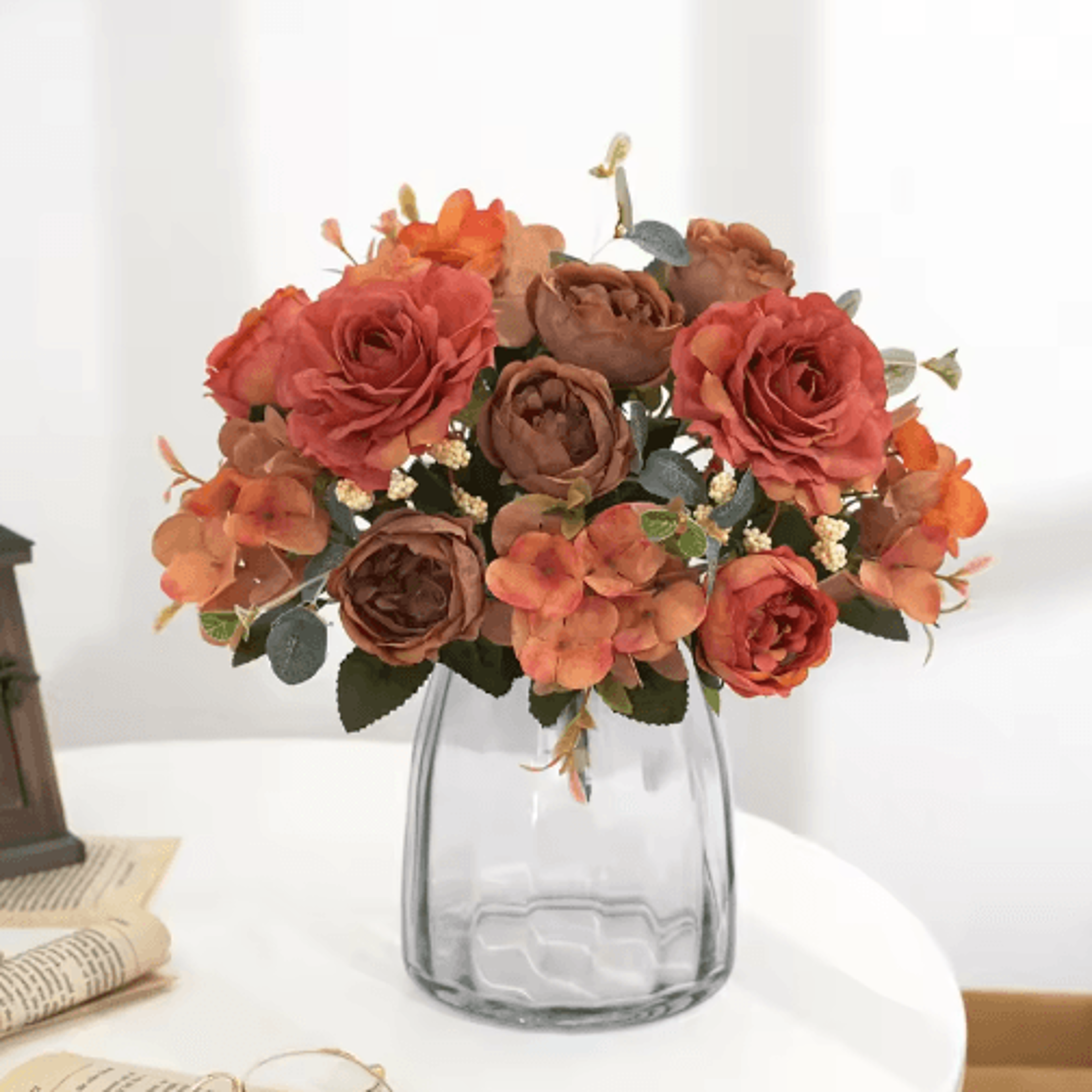 VintageBloom Silk Rose Bouquet  Retro Peony  Hydrangea Artificial Bridal Flower Arrangement 16