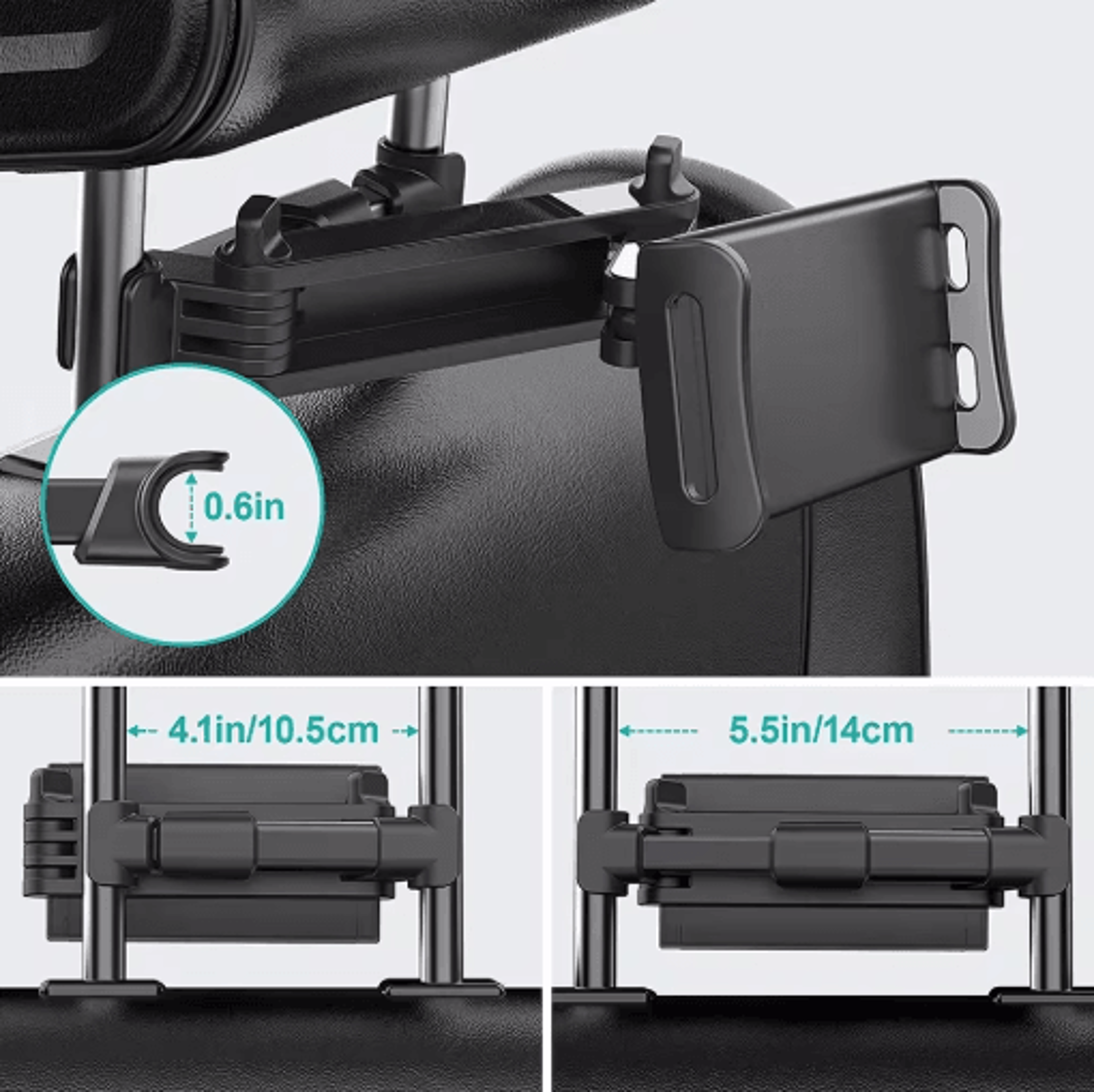 DriveView Telescopic Car Headrest Tablet Holder  Adjustable Rear Seat Mount For Phones  Tablets 411 9