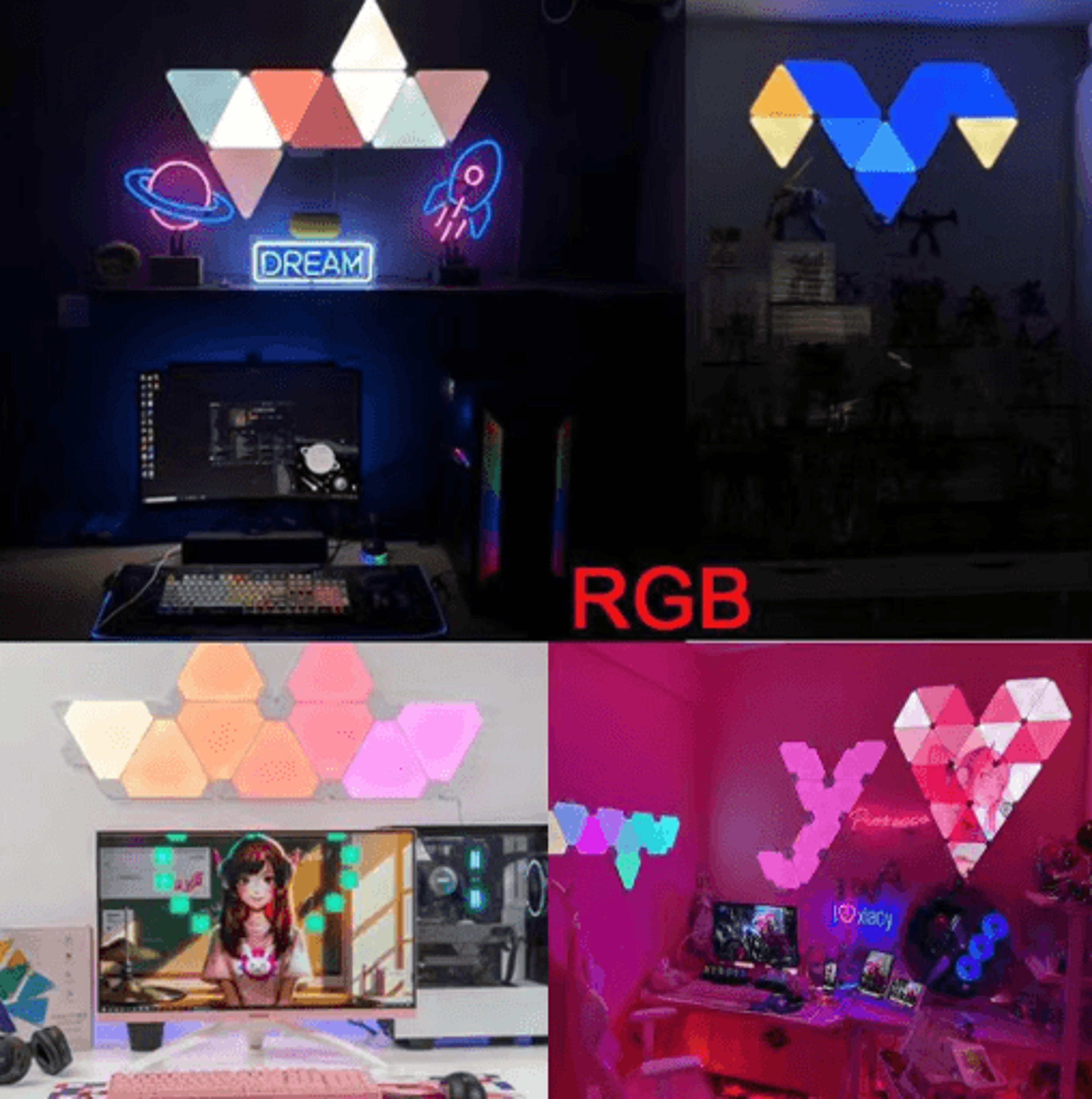 QuantumGlow Smart Triangle LED Wall Lights  Modular RGB Gaming  Bedroom Atmosphere Lamp 2