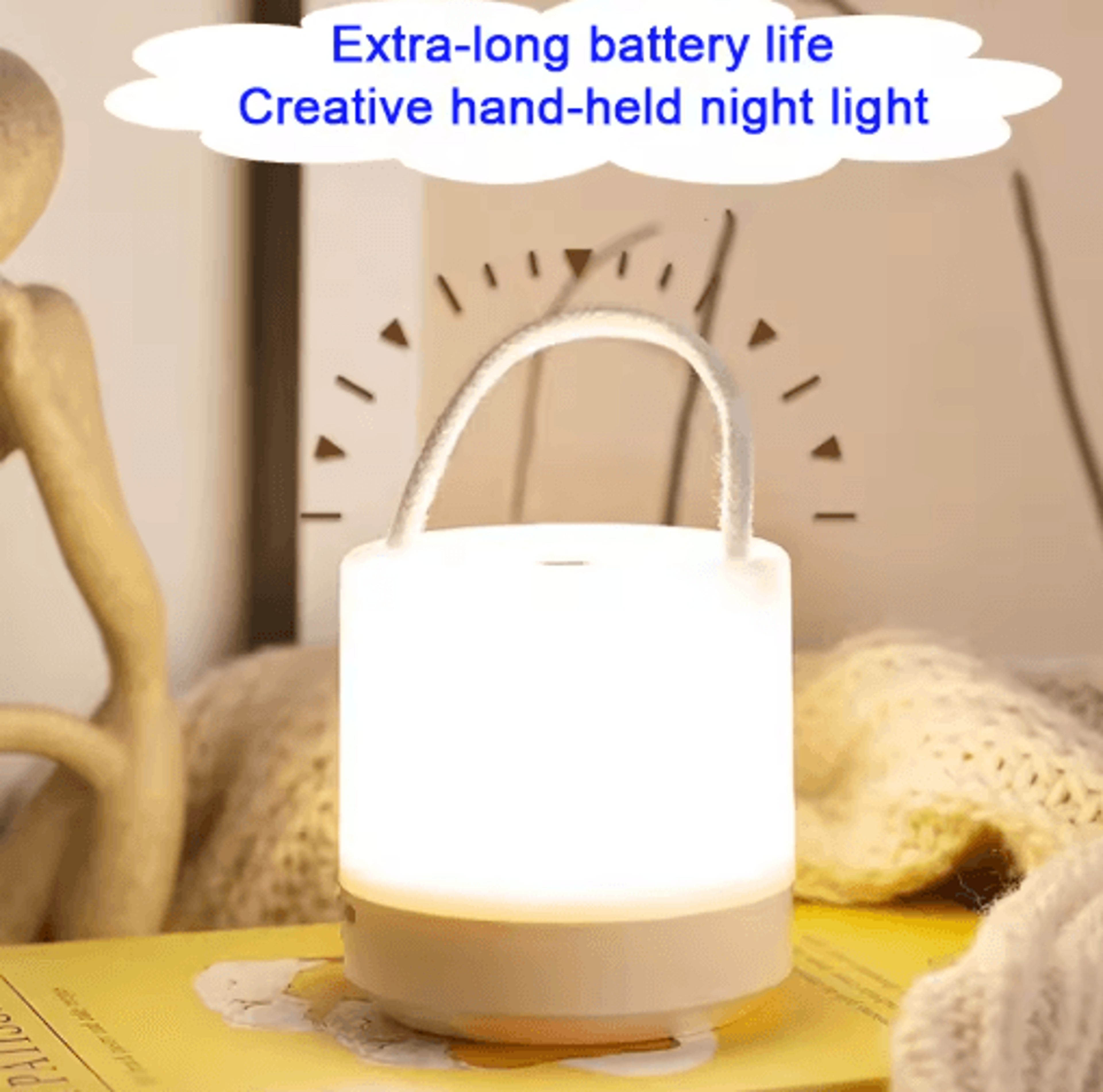 GlowEase USB Rechargeable Desk Lamp  Touch Control 3Color Dimmable Portable Night Light 1